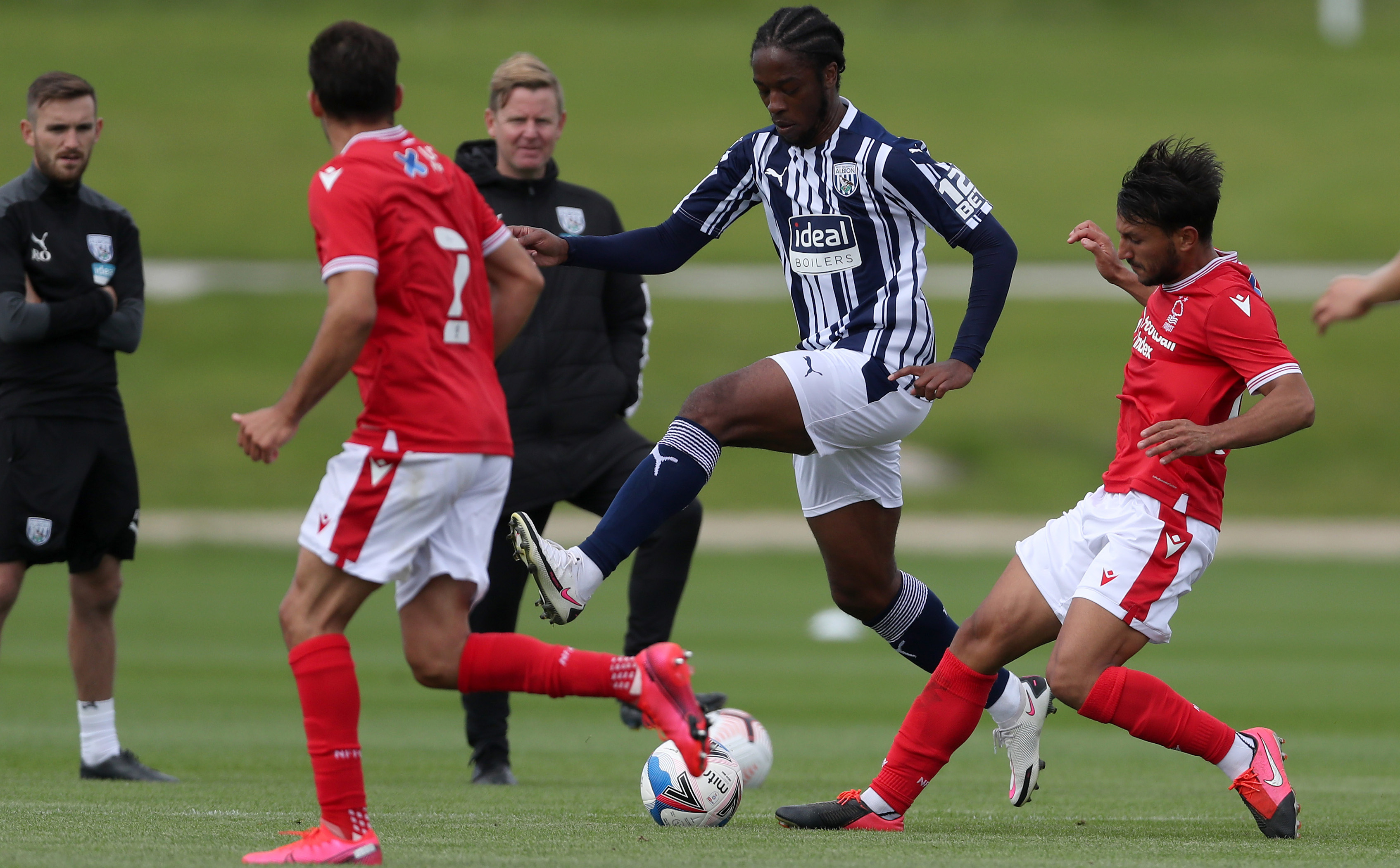 Romaine Sawyers enjoys possession in the friendly against Nottingham Forest