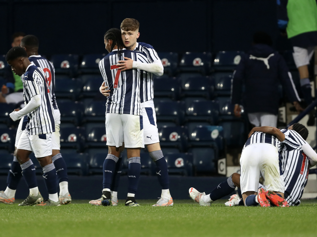 Albion celebrate Ashworth's winner in the FA Youth Cup