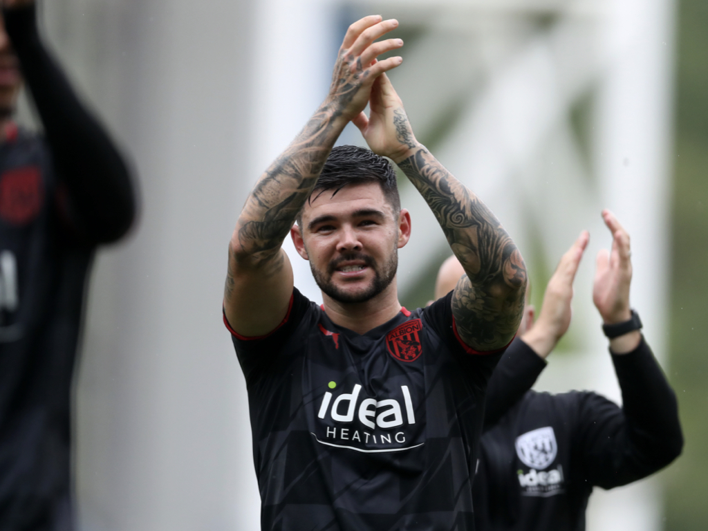 Alex Mowatt applauds the supporters following Albion's win at Blackburn