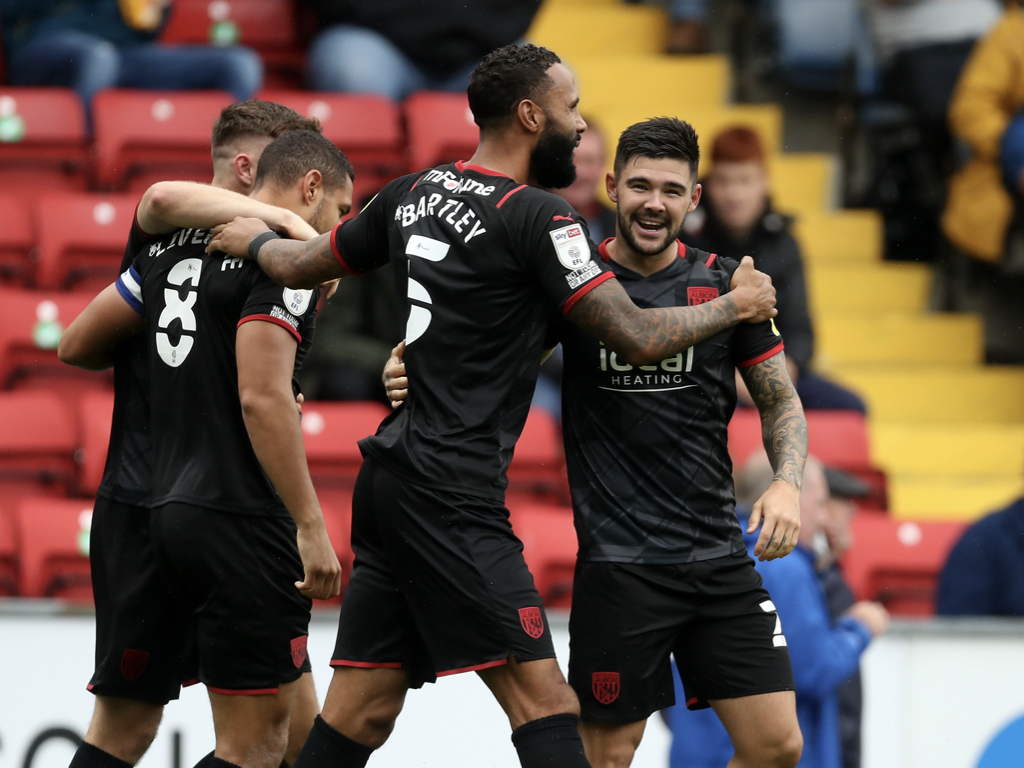 Alex Mowatt celebrates his strike at Blackburn