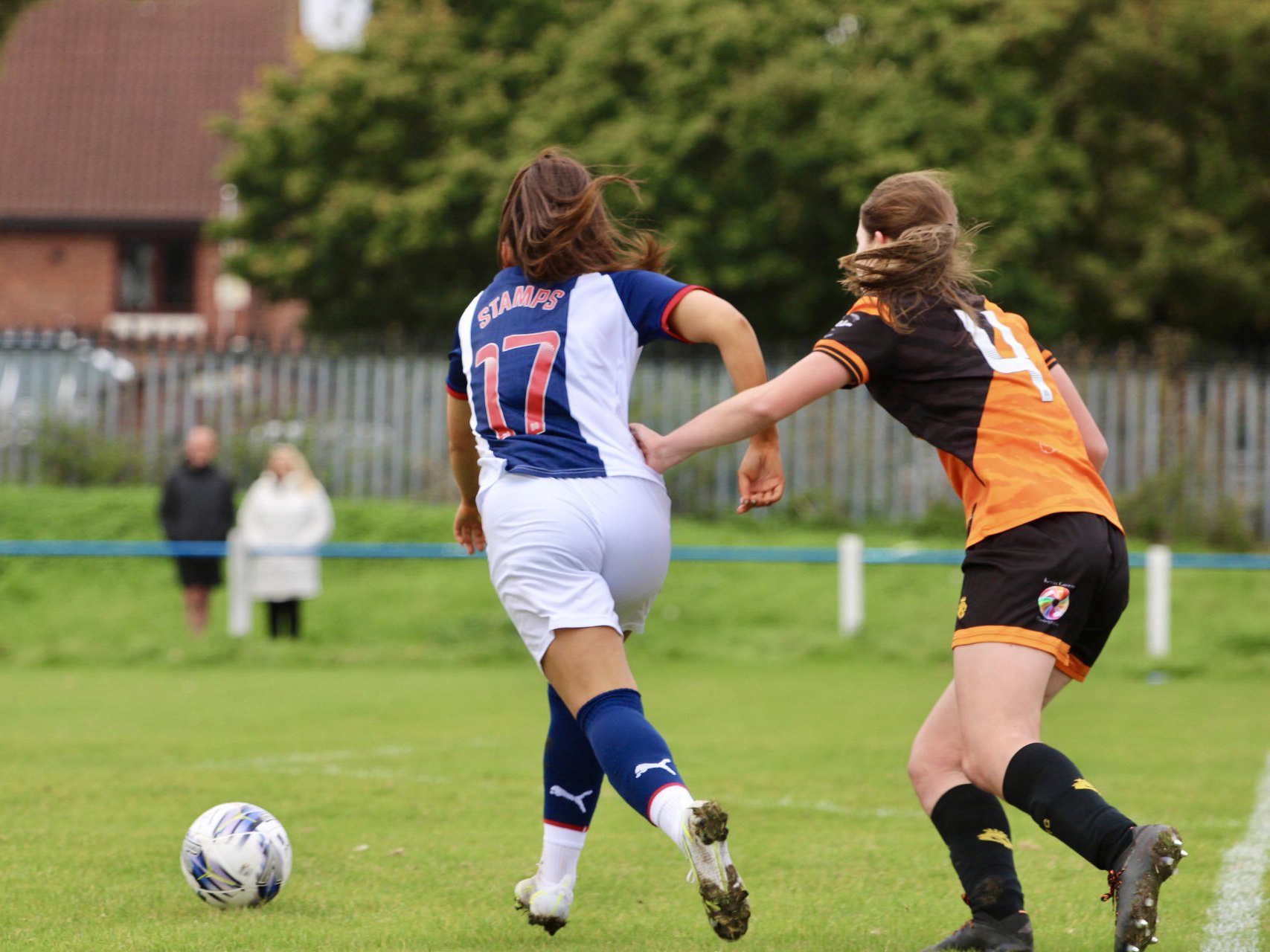 Albion Women's Shannon Stamps beats a Hull player during Sunday's goalless draw