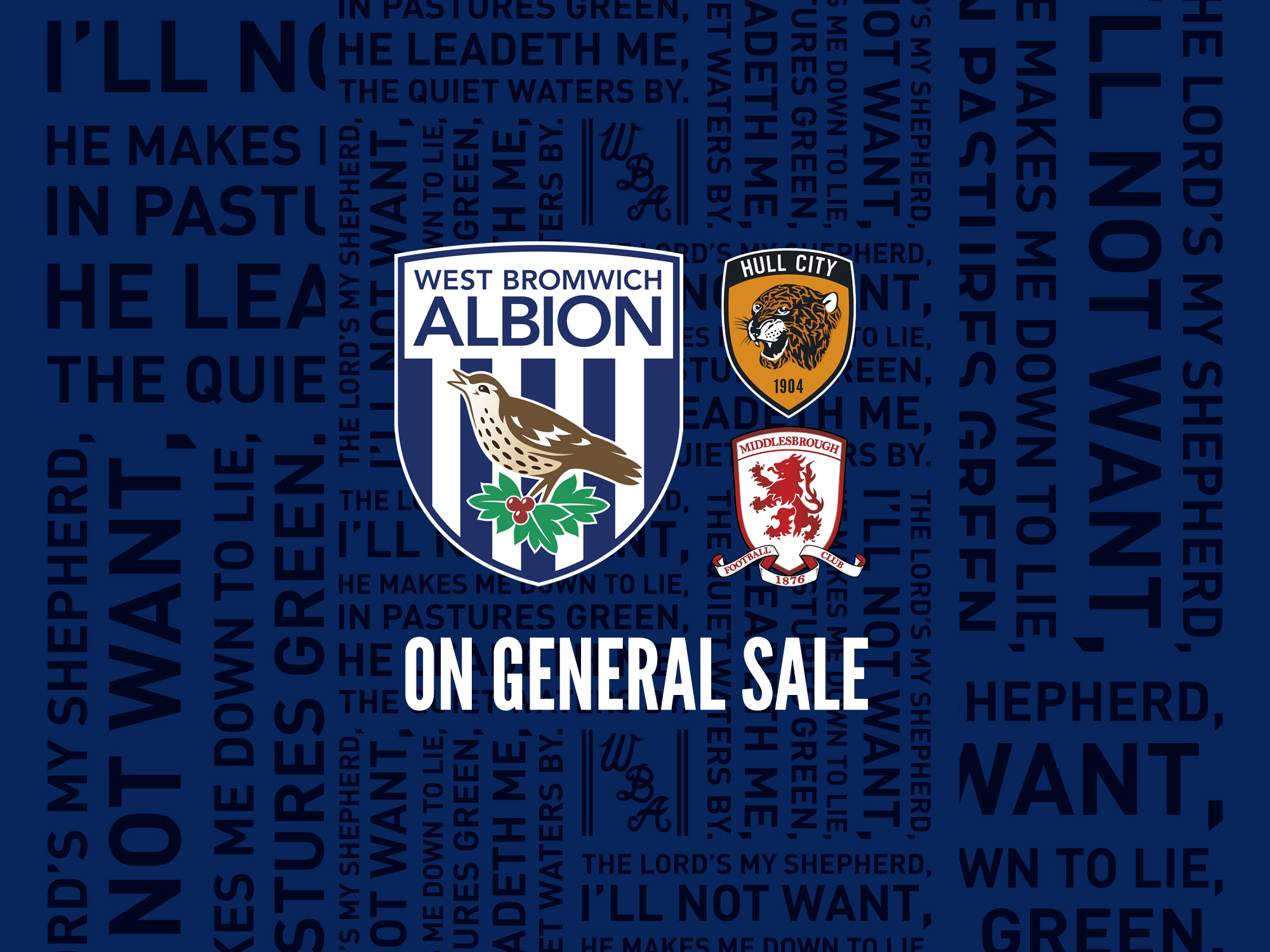 Tickets for Albion's Sky Bet Championship games against Hull and Middlesbrough are now on general sale