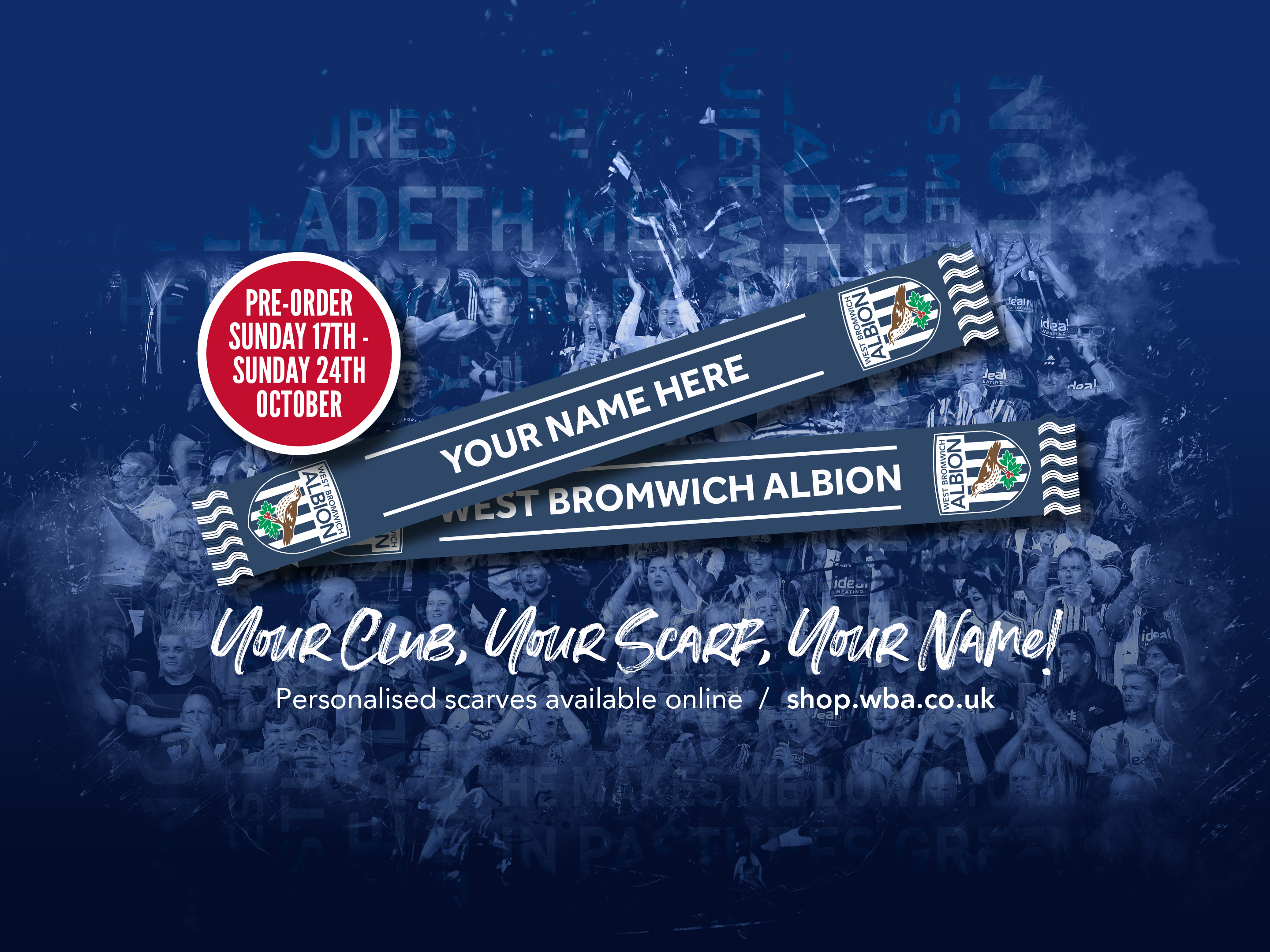 WBA Personalised Scarf