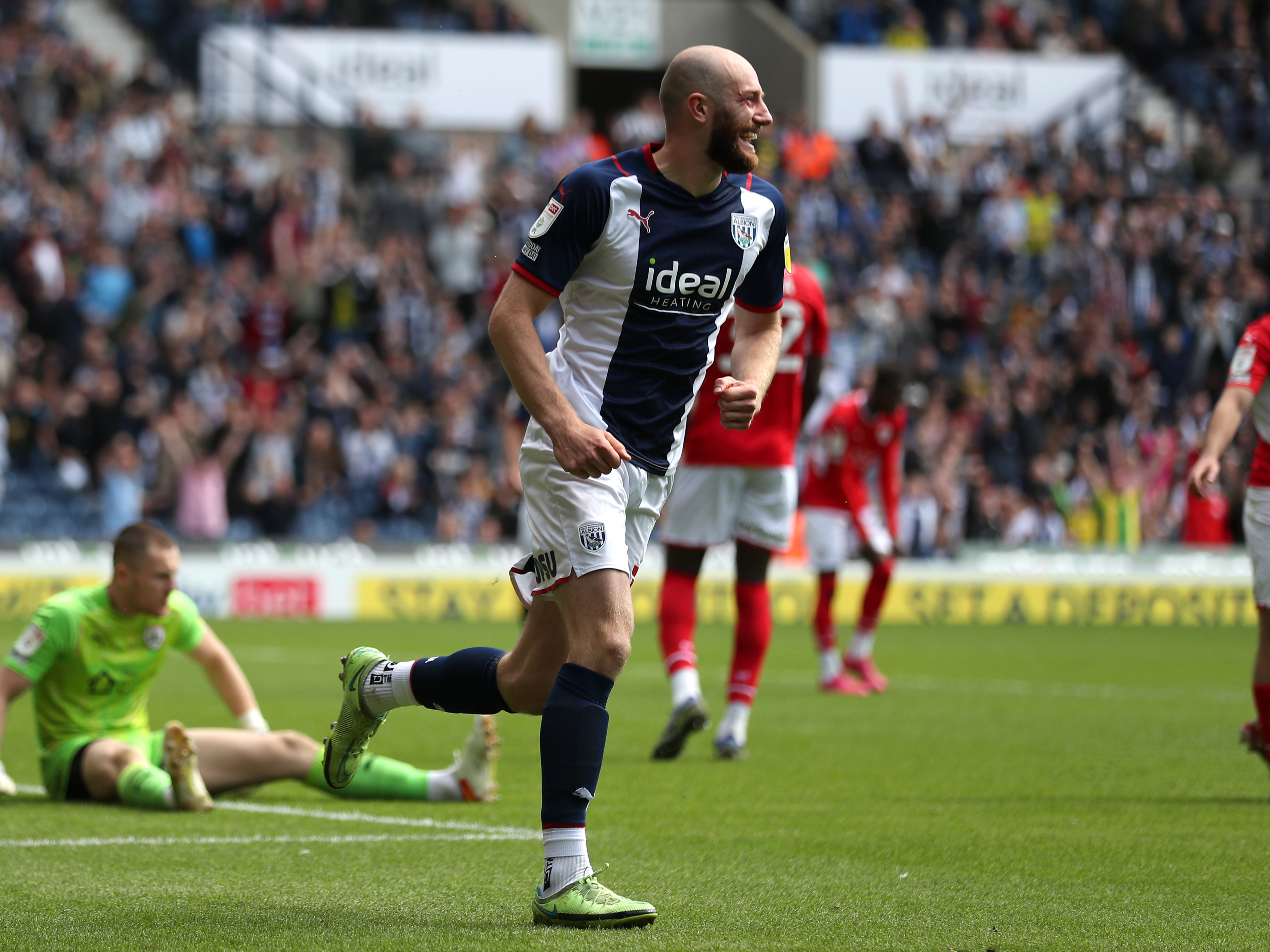 Matt Clarke celebrates his goal against Barnsley