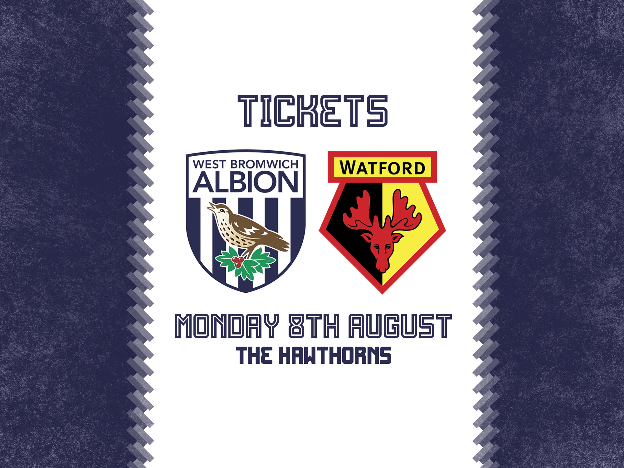 Tickets are on general sale for Albion's game against Watford