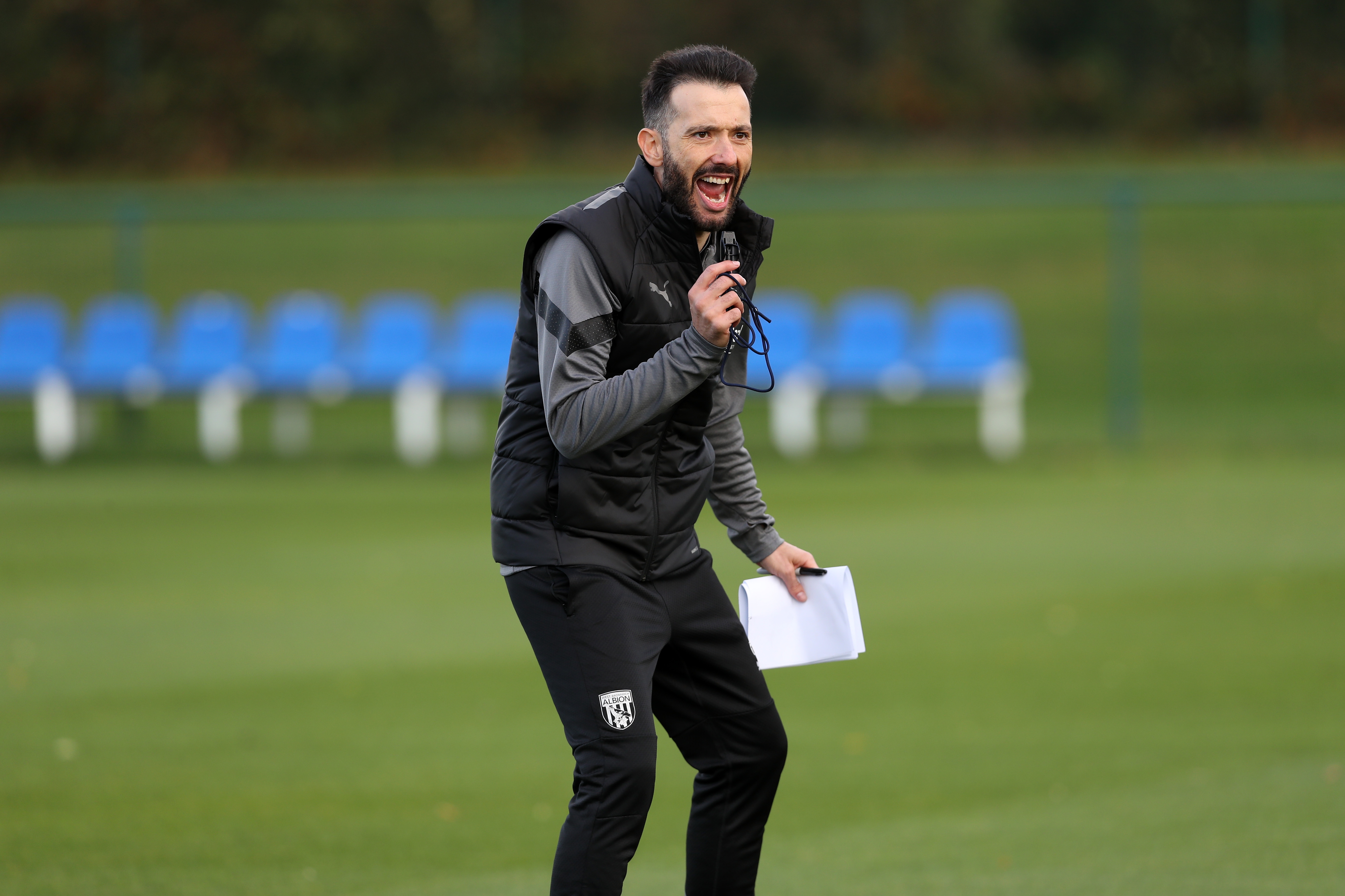 Carlos Corberán takes his first training session as Albion boss.