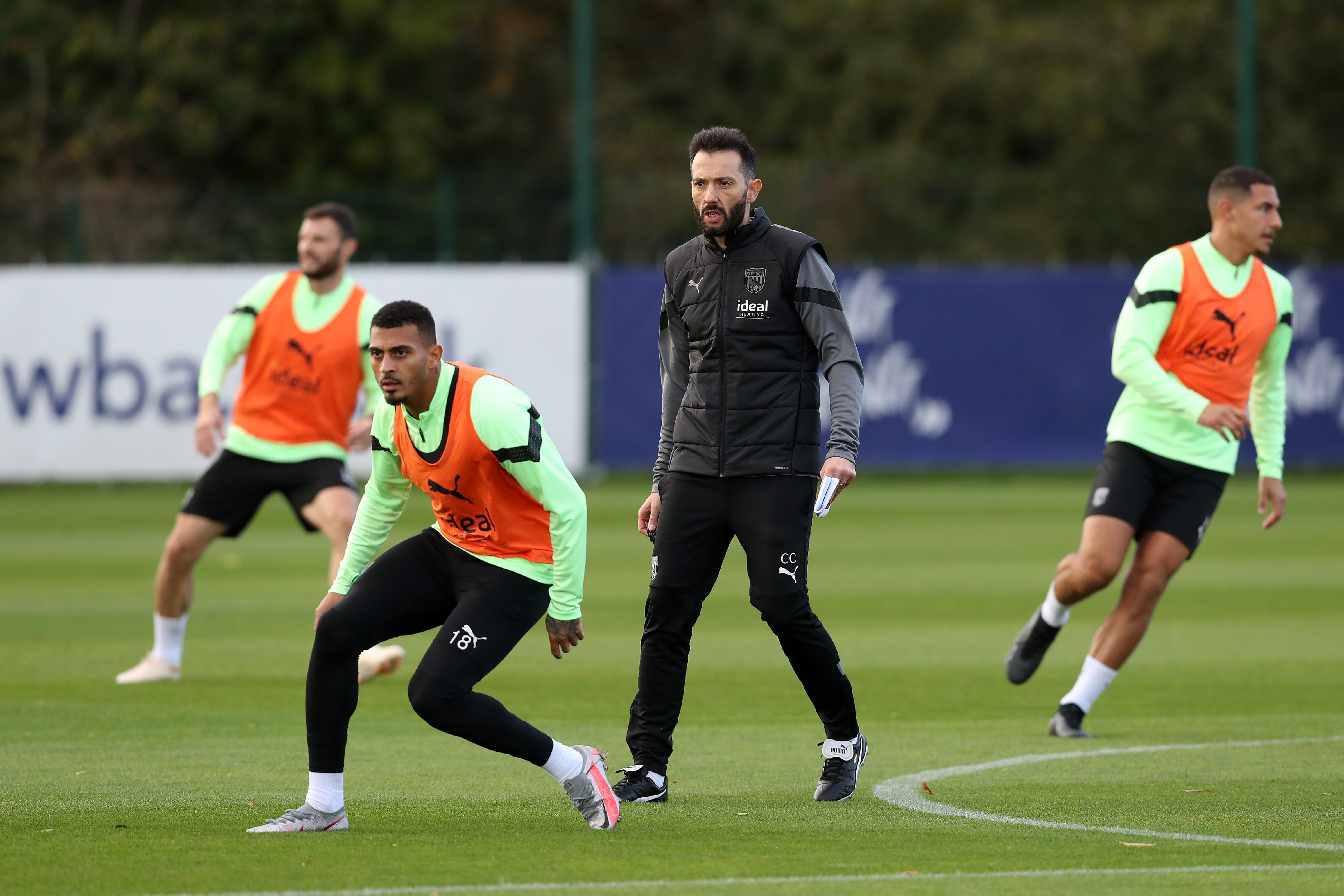 Carlos Corberán takes his first training session as Albion boss.