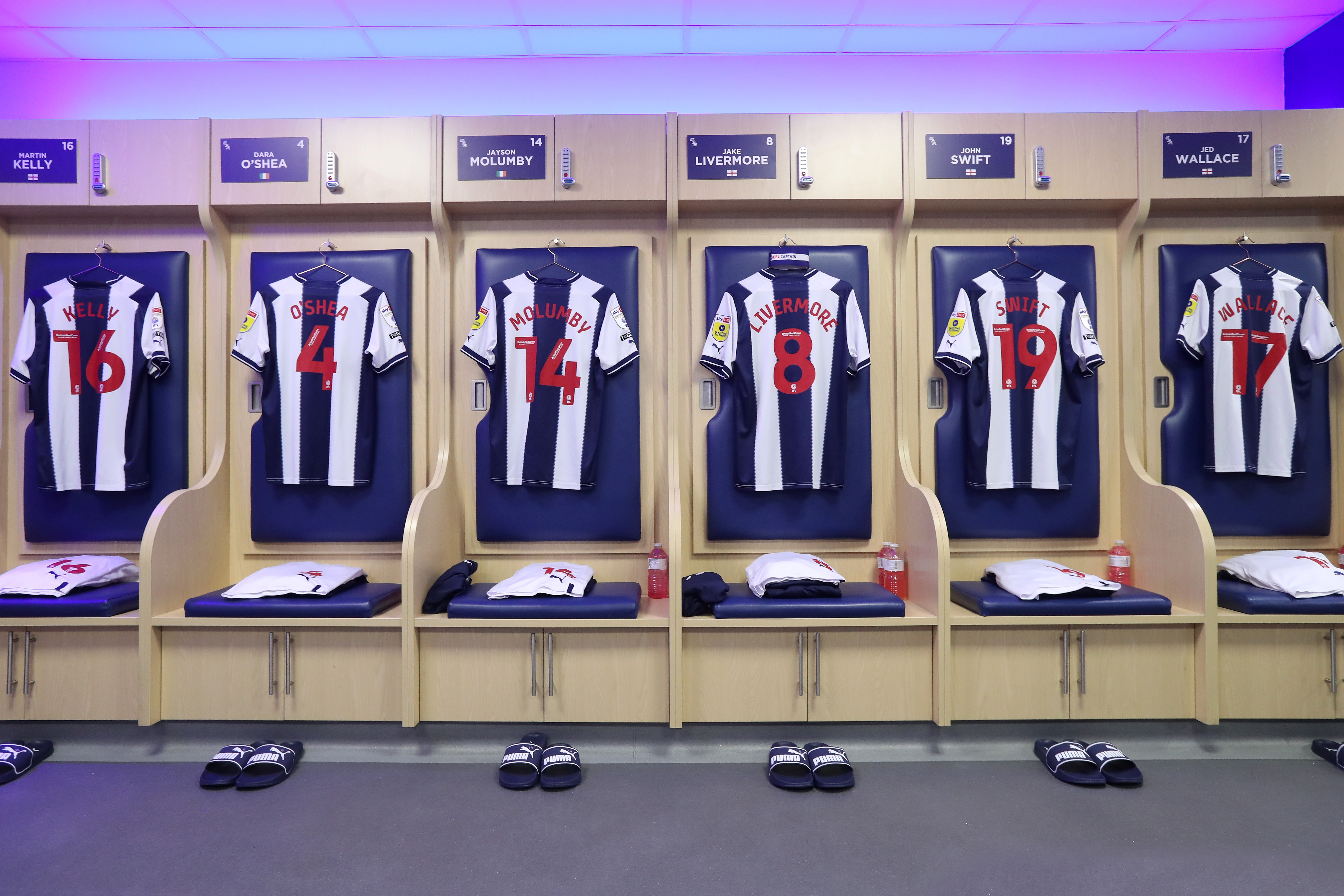 A shot of the dressing room at The Hawthorns.