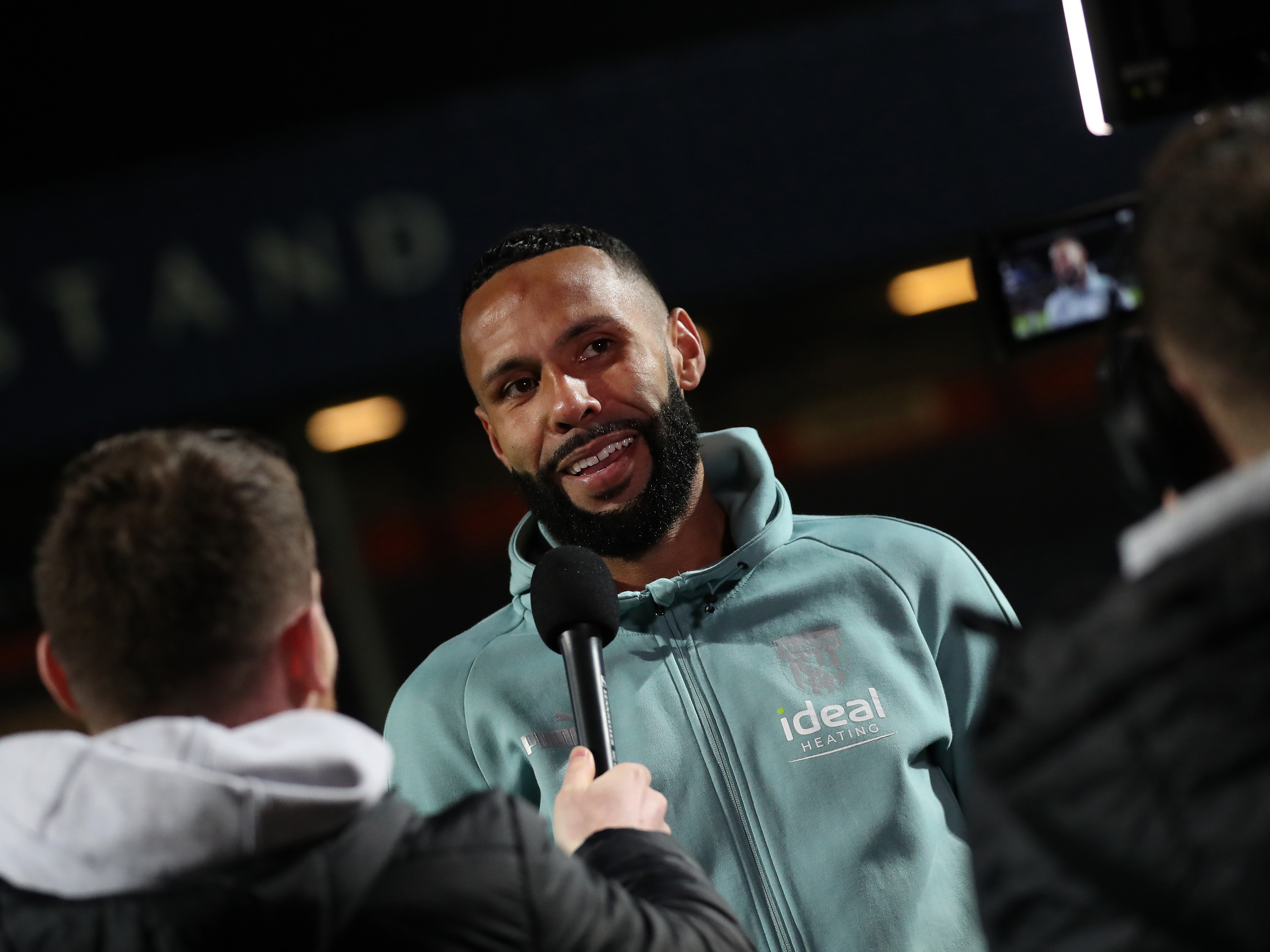 Kyle Bartley is interviewed following the club's win at QPR
