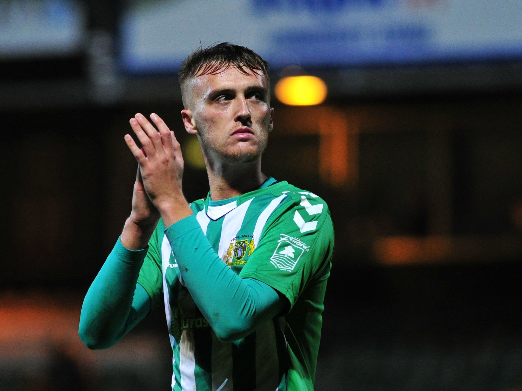 Jamie Andrews applauds Yeovil Town's fans during his loan spell with the Somerset side