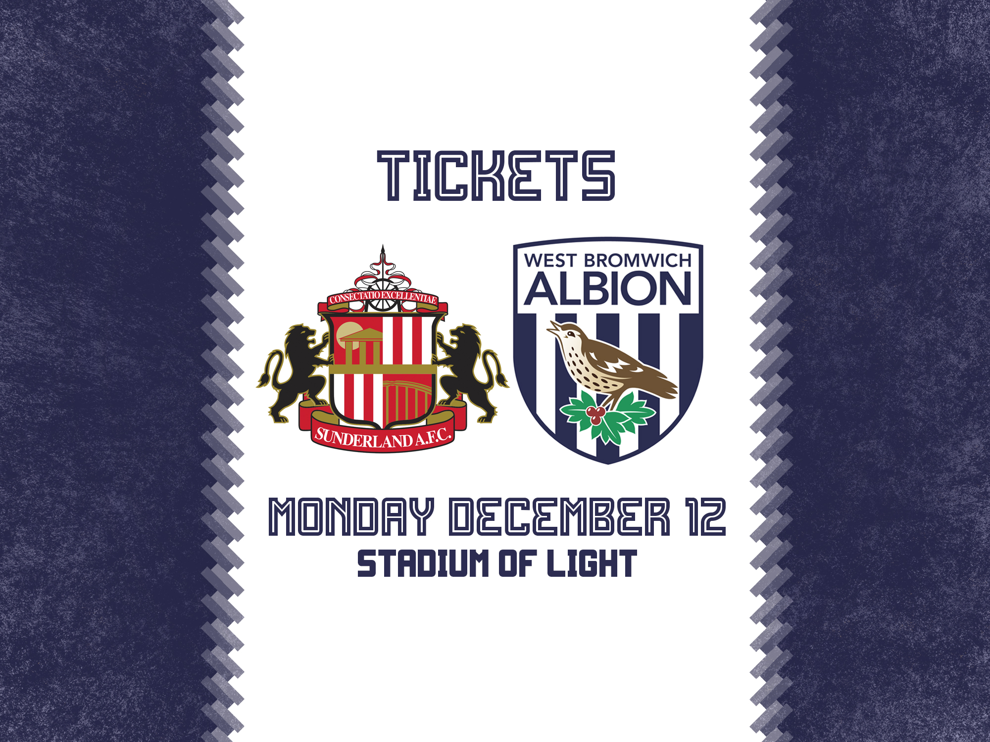 A ticket graphic, displaying the date (December 12) of the Sunderland v Albion Sky Bet Championship fixture