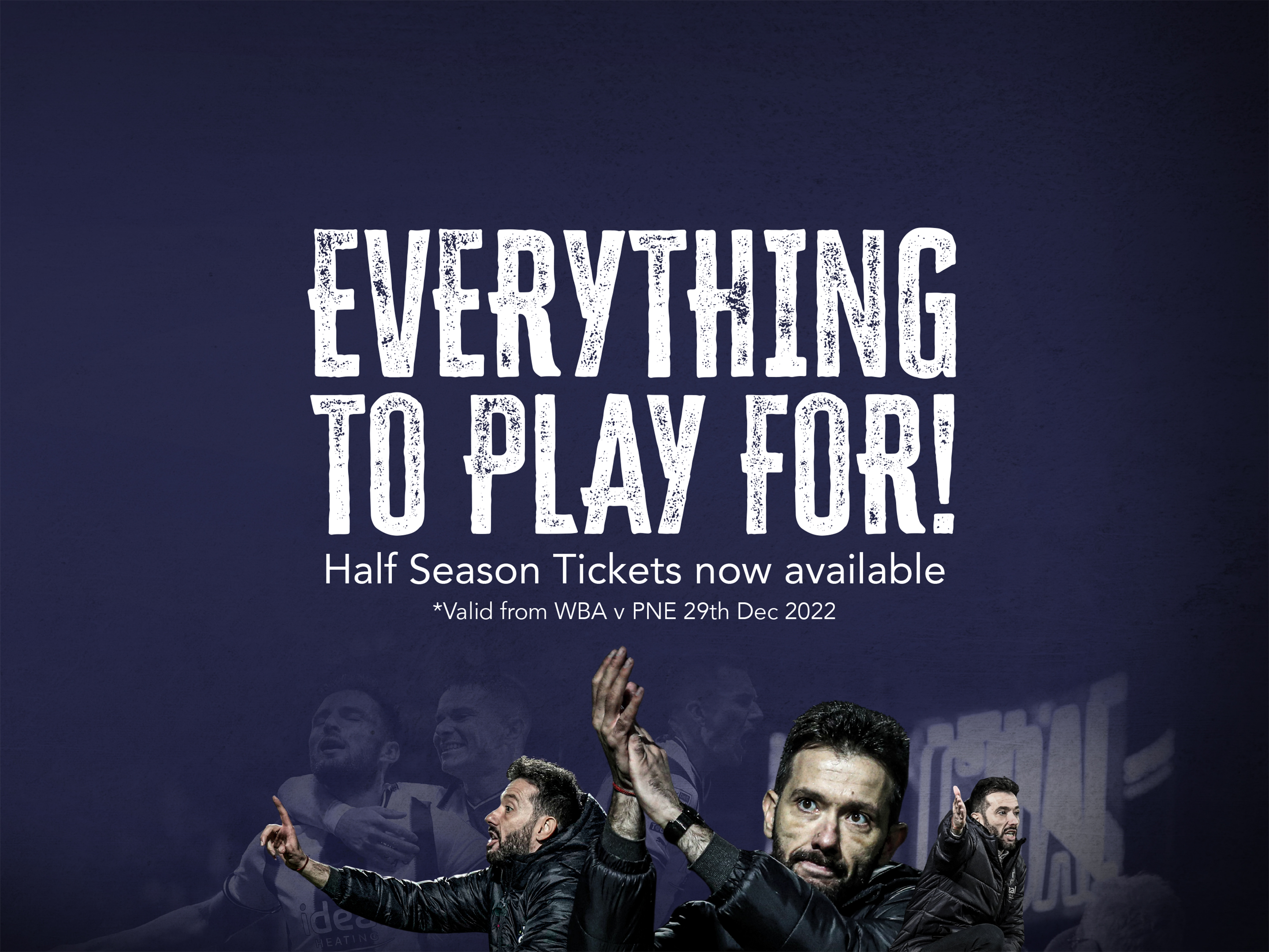 A graphic saying 'everything to play for' while advertising half season tickets