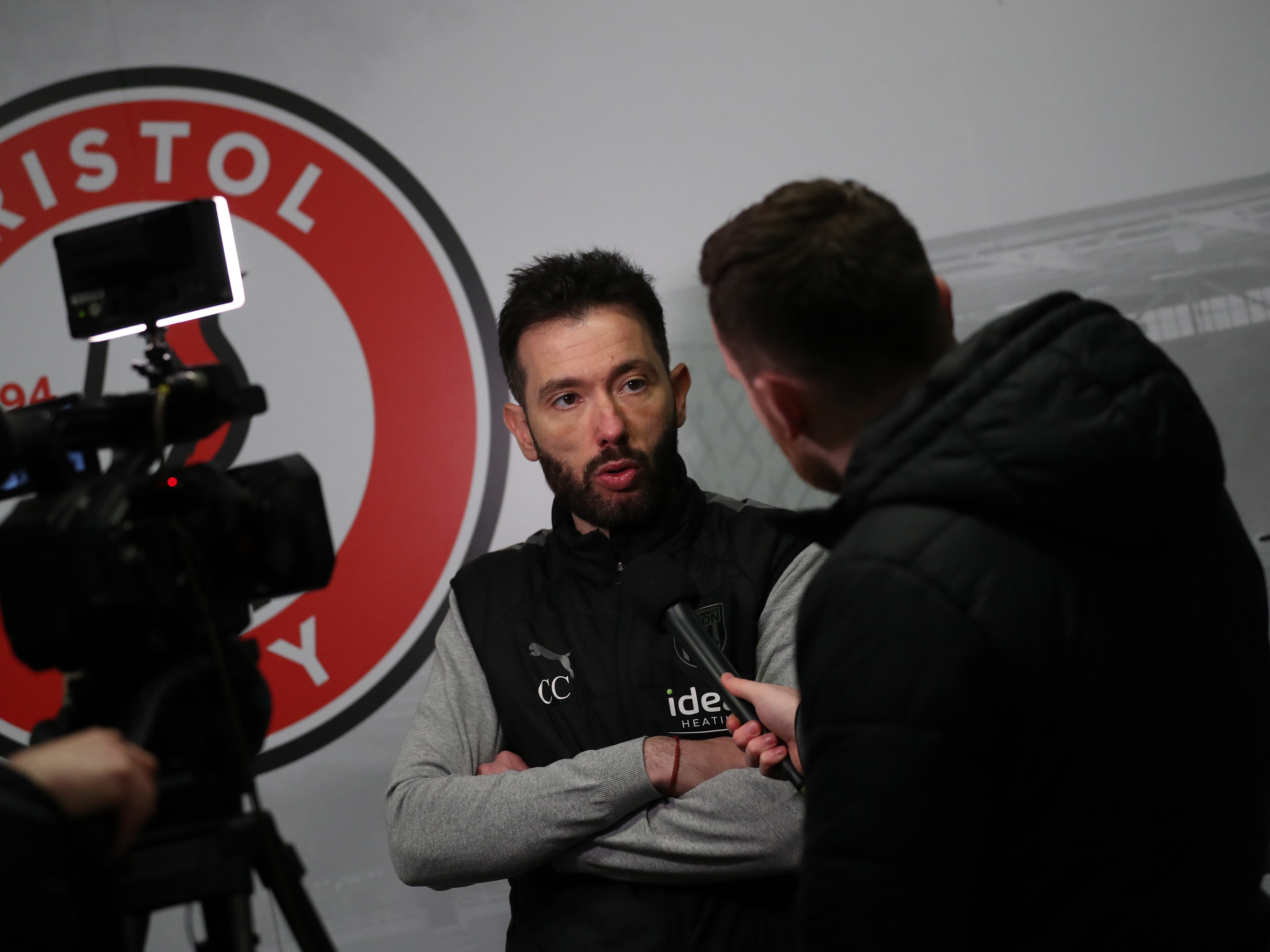 Carlos Corberán is interviewed after Albion's win at Bristol City