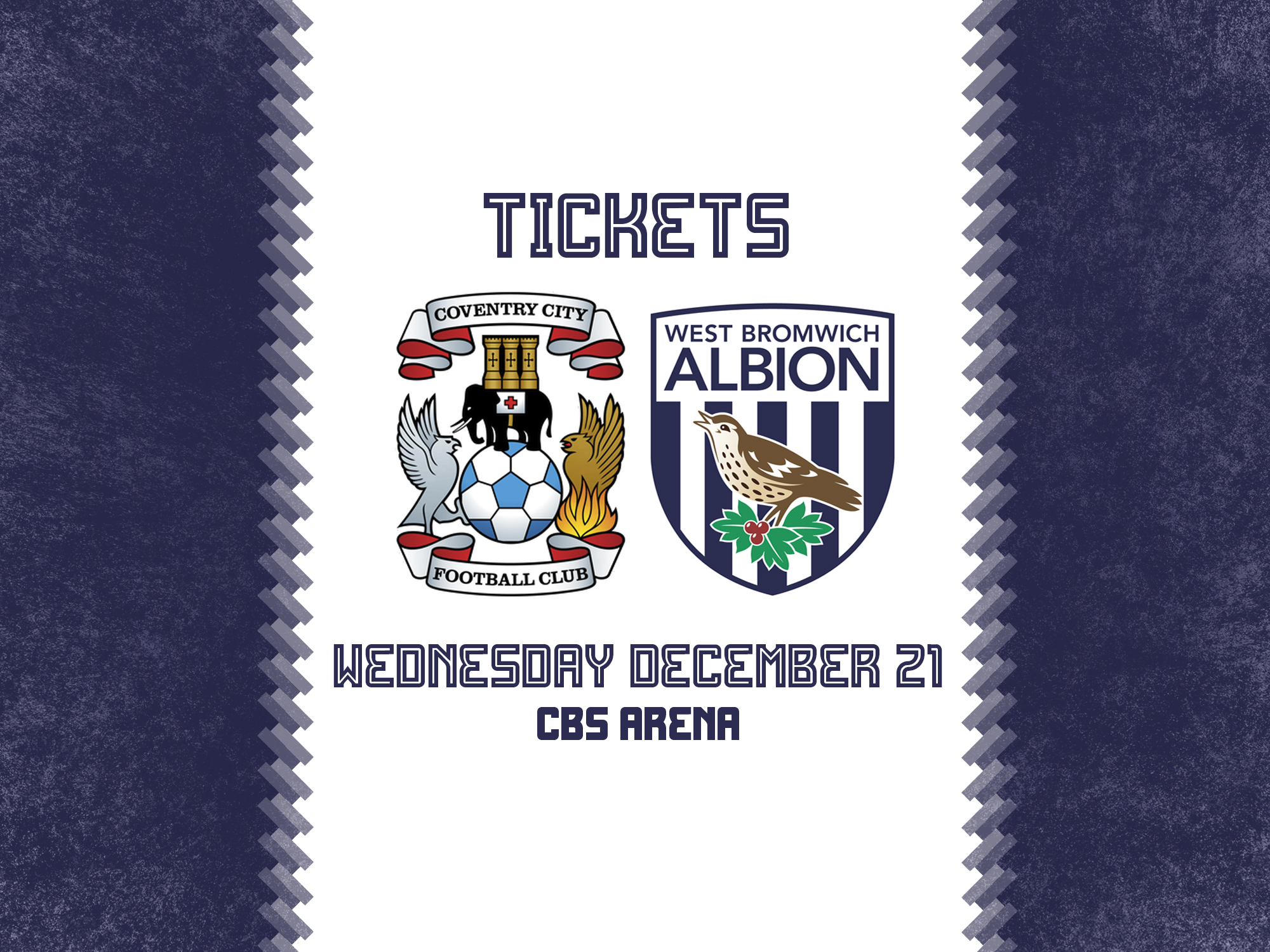 A ticket graphic advertising Albion's match against Coventry City