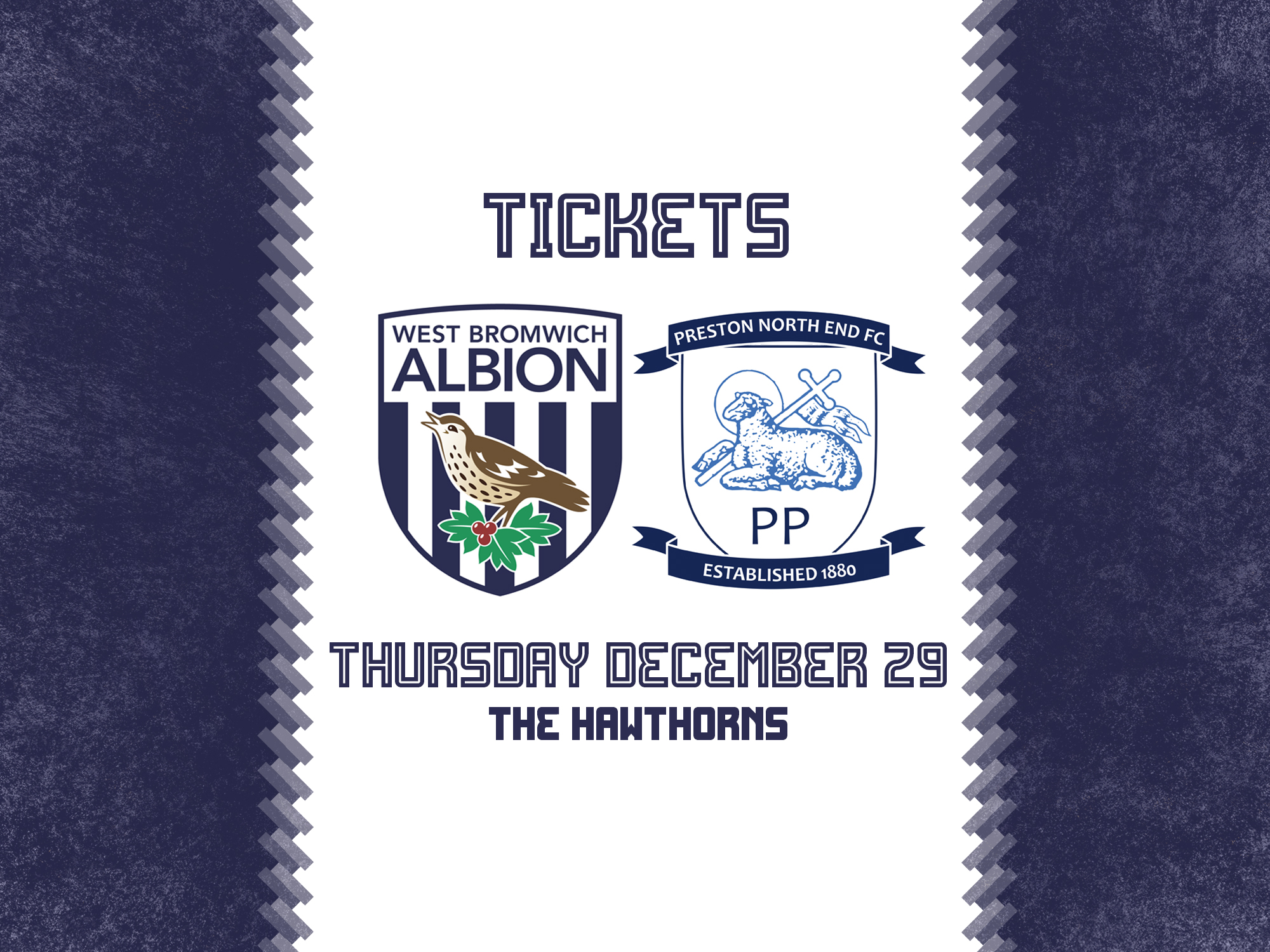 A ticket graphic advertising Albion's match against Preston