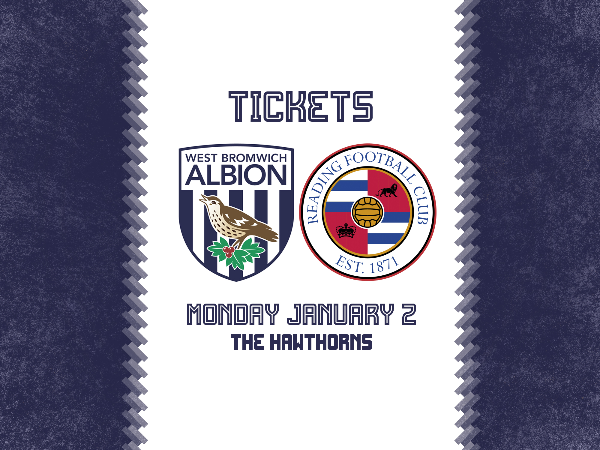 A ticket graphic advertising Albion's match against Reading