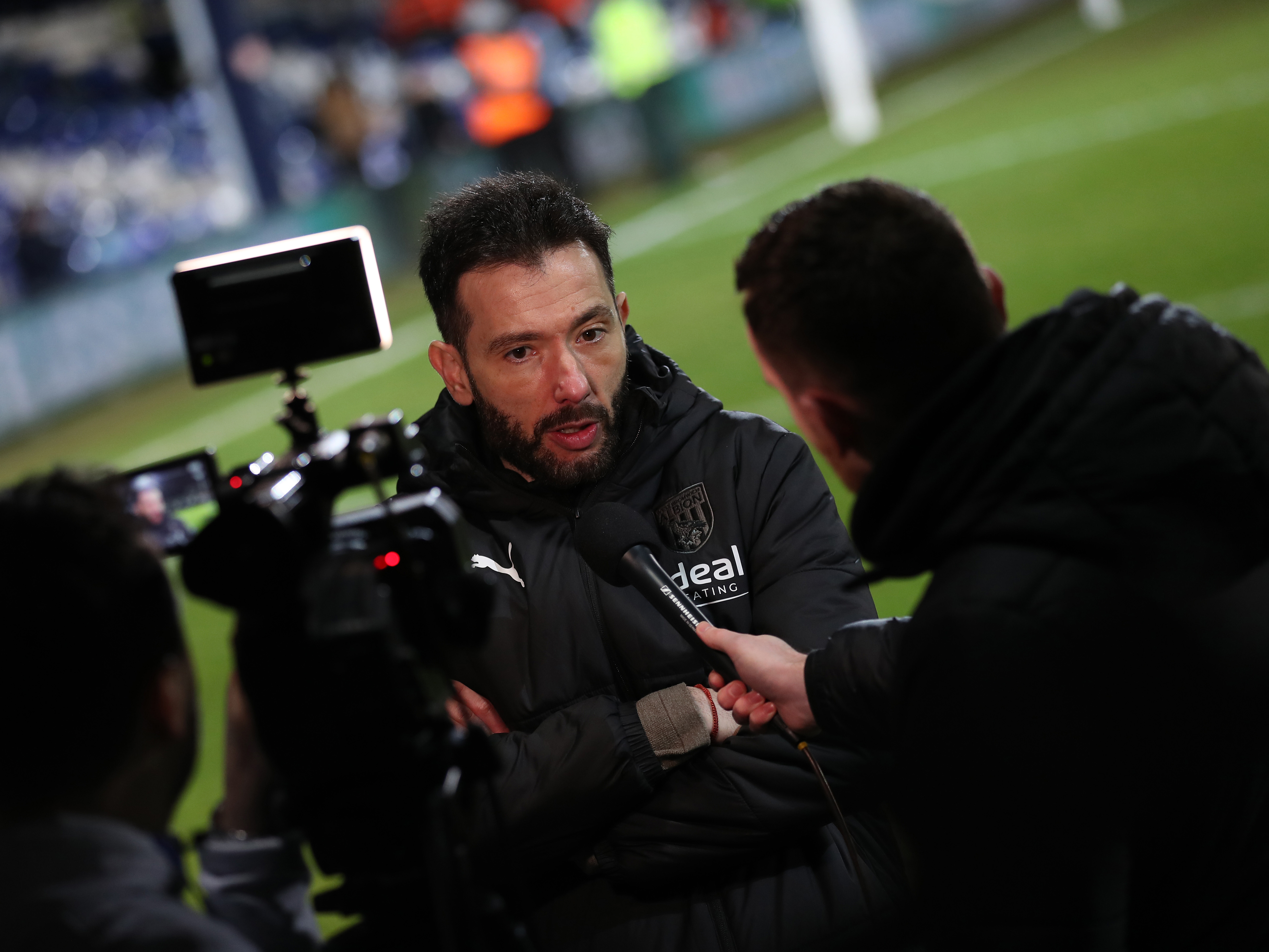 Carlos Corberán is interviewed after Albion's win at Luton