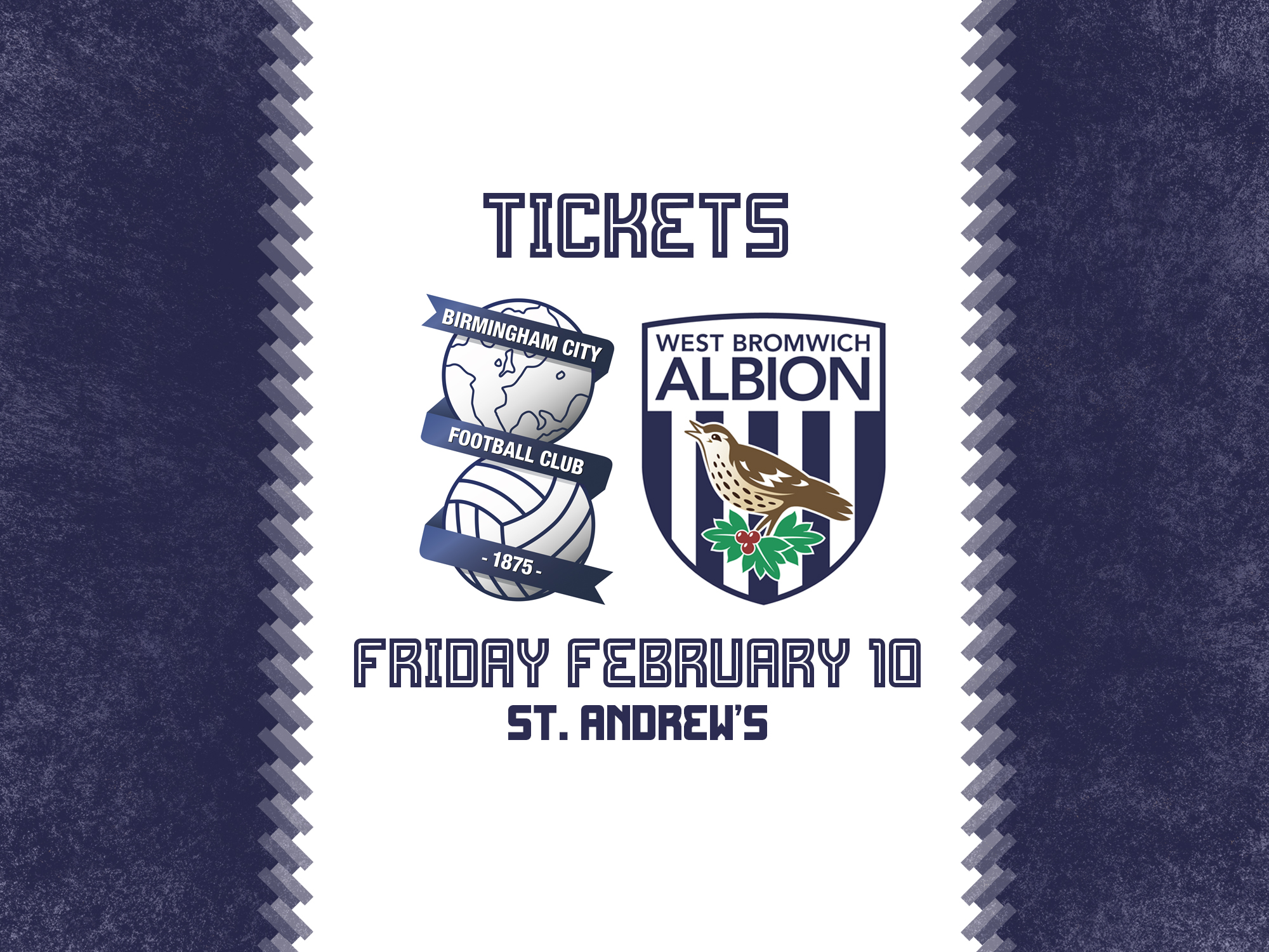 A ticket graphic for Albion's trip to Birmingham City