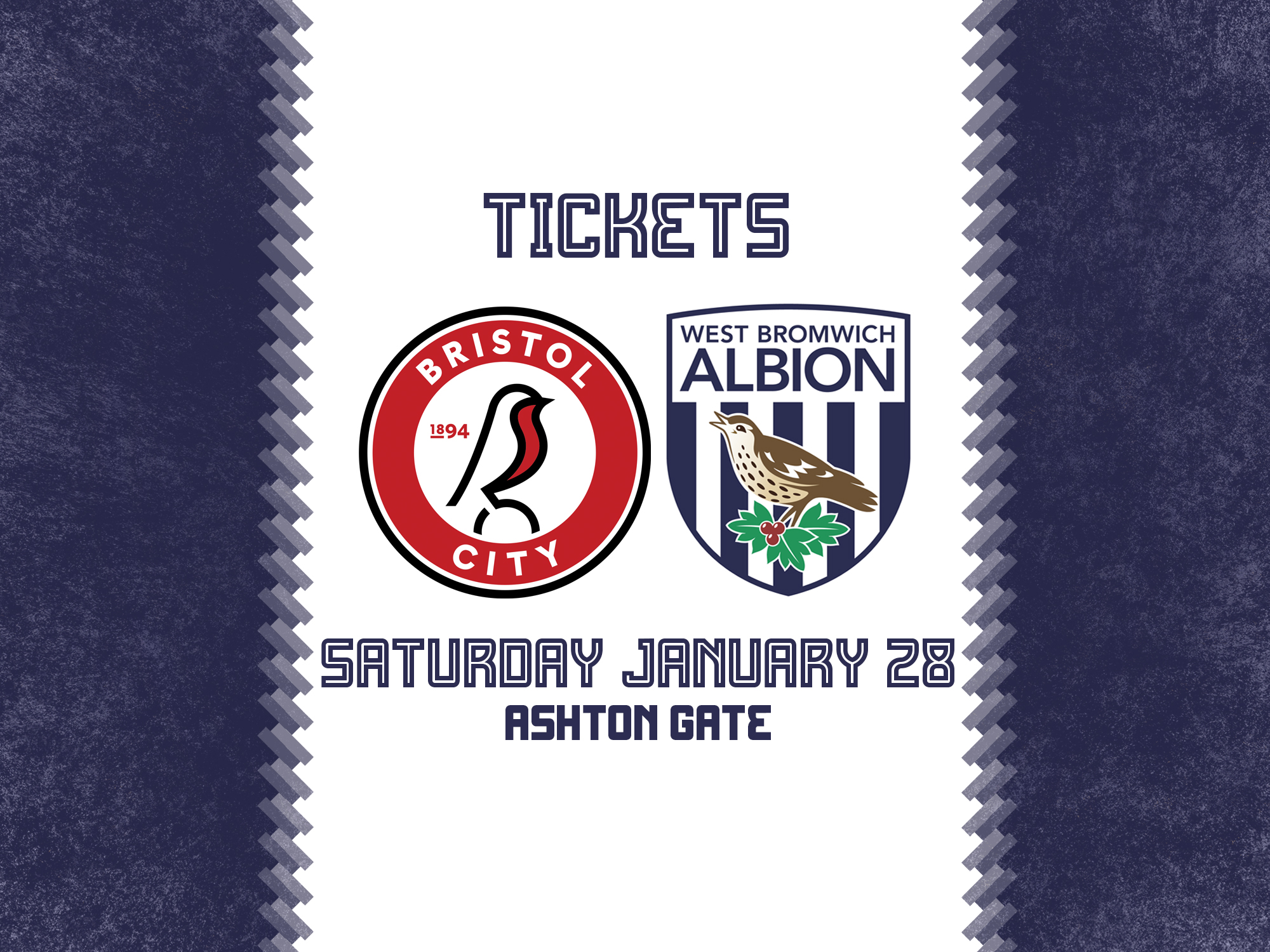 A ticket graphic for Albion's FA Cup game against Bristol City