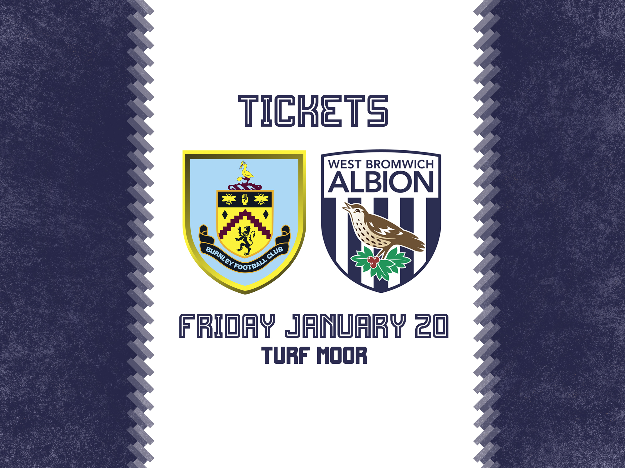 A ticket graphic for Albion's trip to Burnley