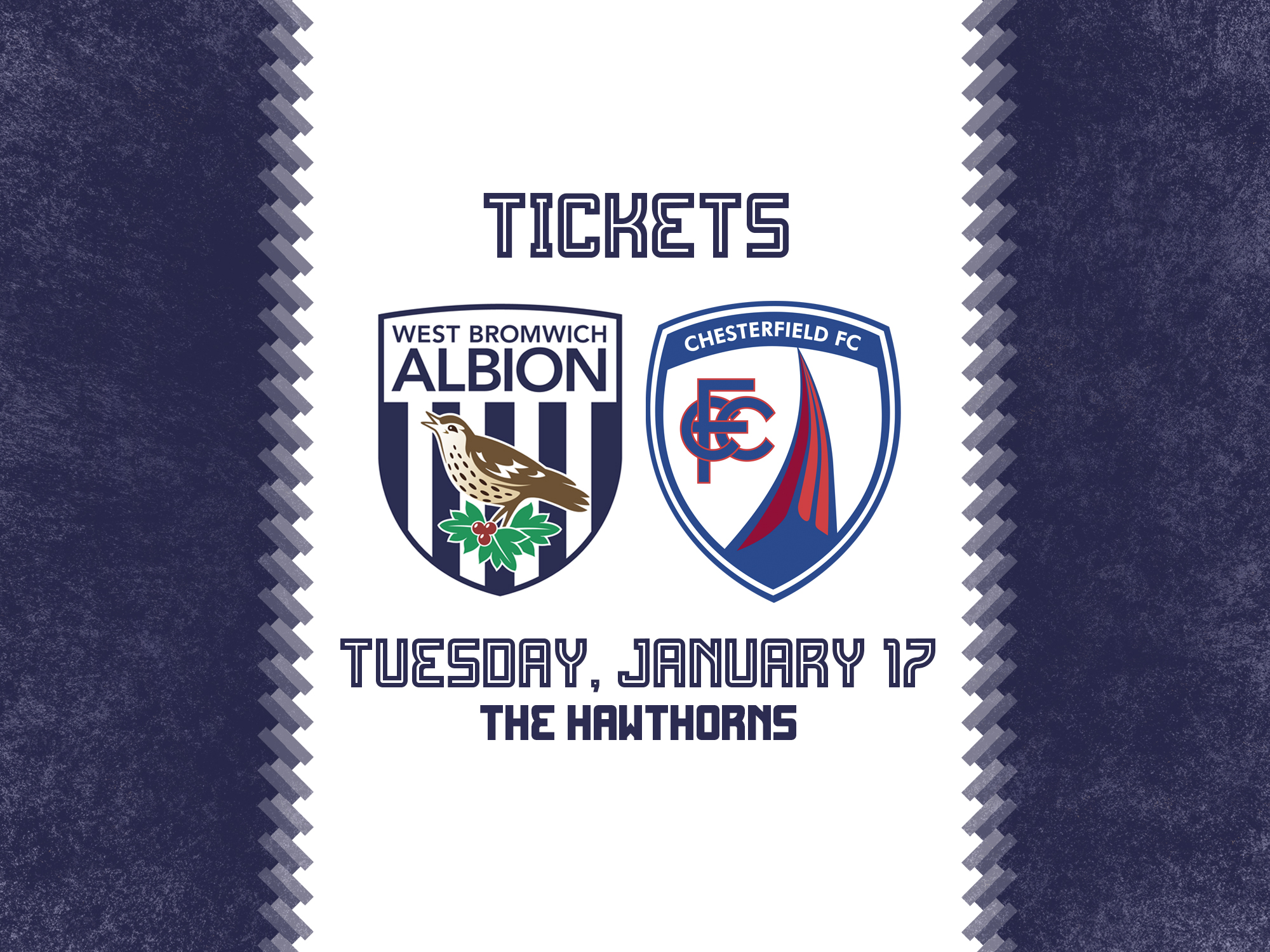 A ticket graphic for Albion's FA Cup replay against Chesterfield