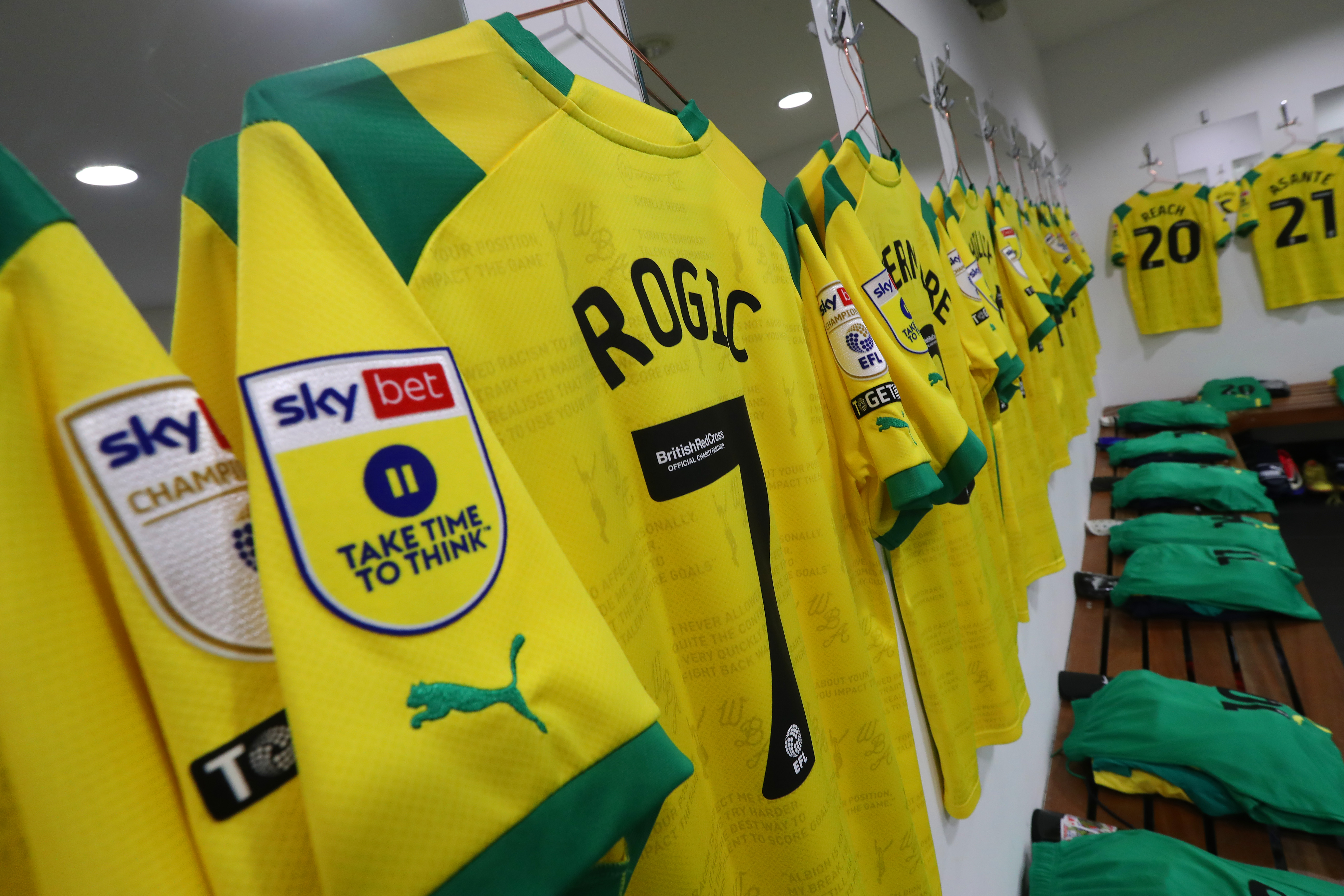 Tom Rogic's away shirt hanging in the dressing room.