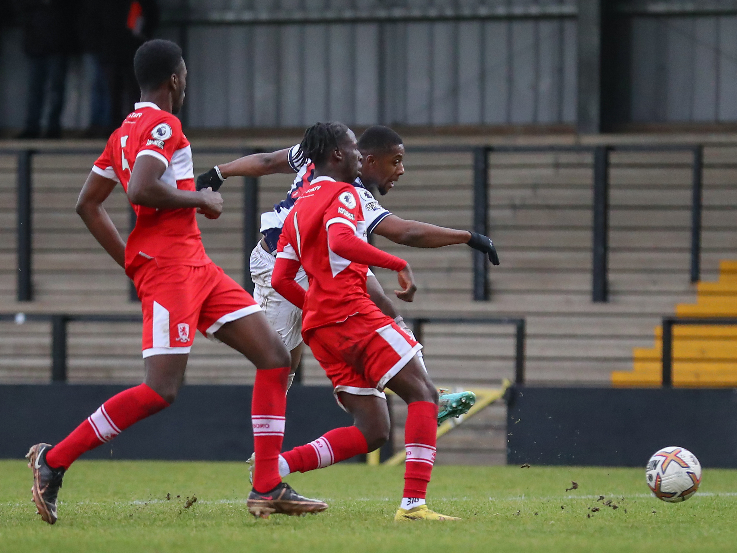 An image of Jovan Malcolm shooting against Middlesbrough Under-21s