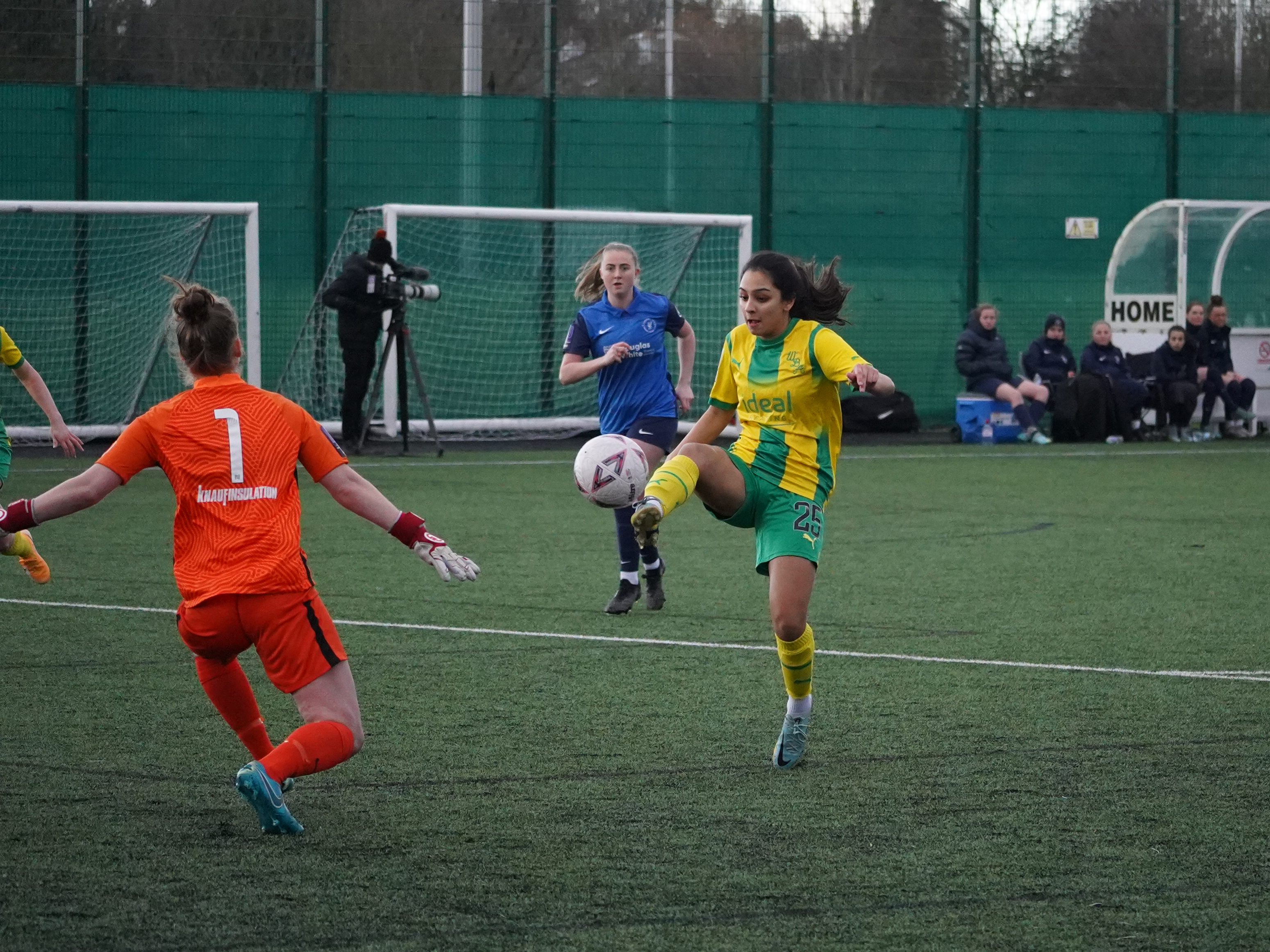 An image of Mariam Mahmood scoring against Liverpool Feds in the FA Cup