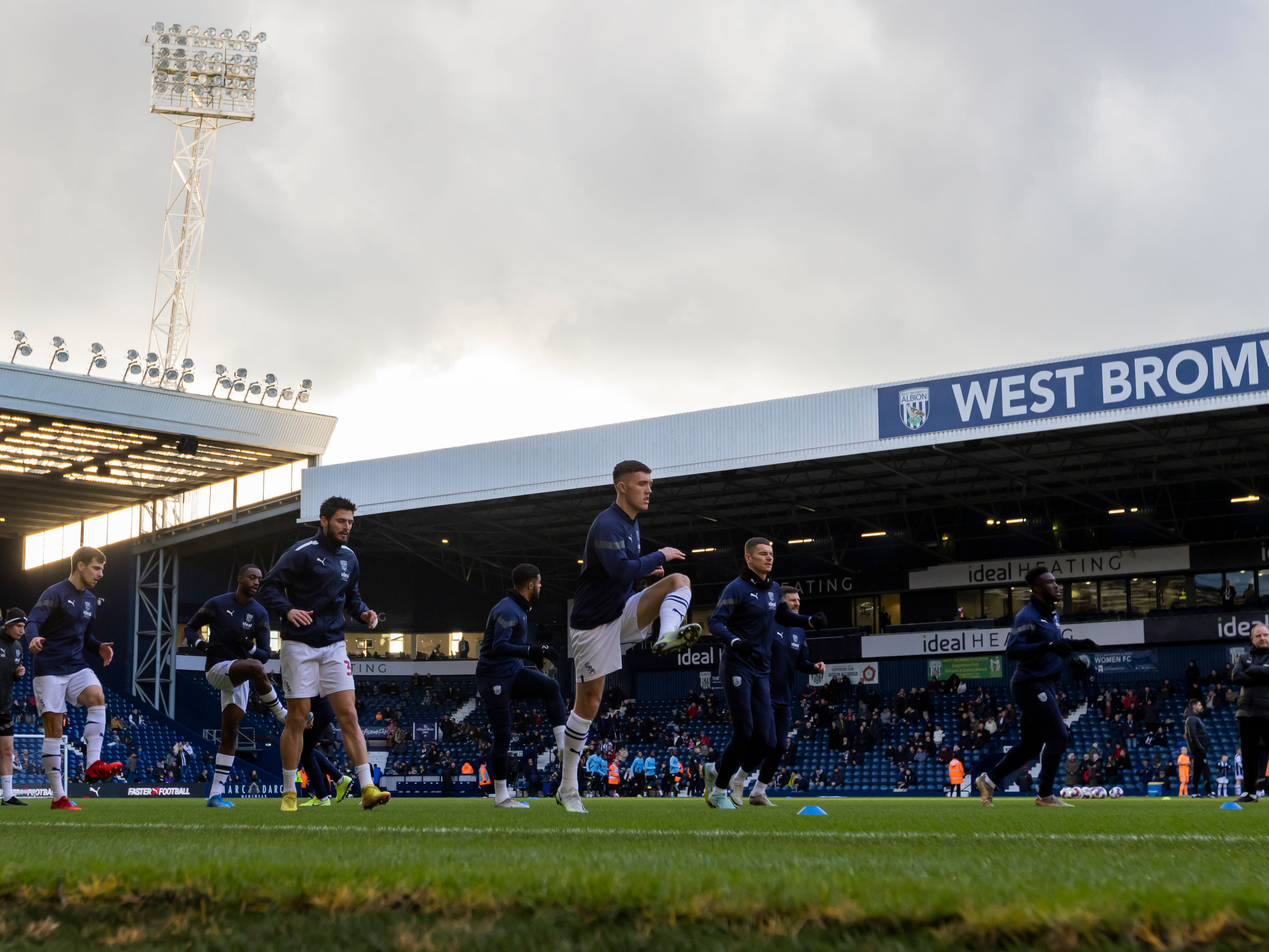 Albion players warm up before a game at The Hawthorns