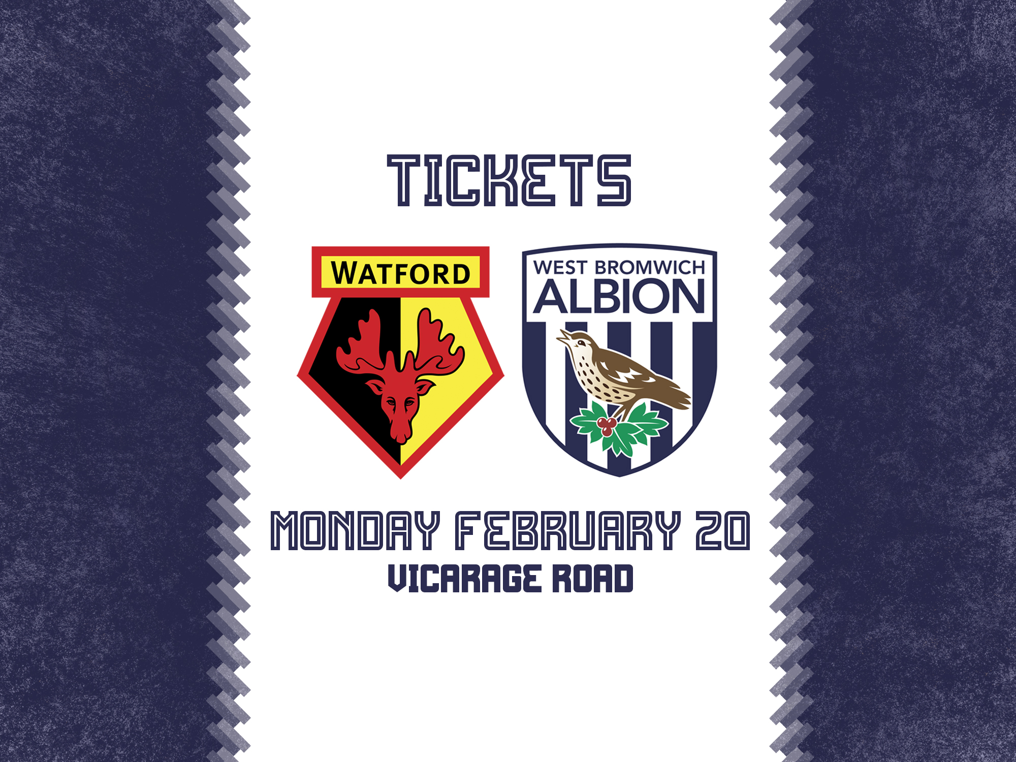 A ticket graphic for Albion's trip to Watford