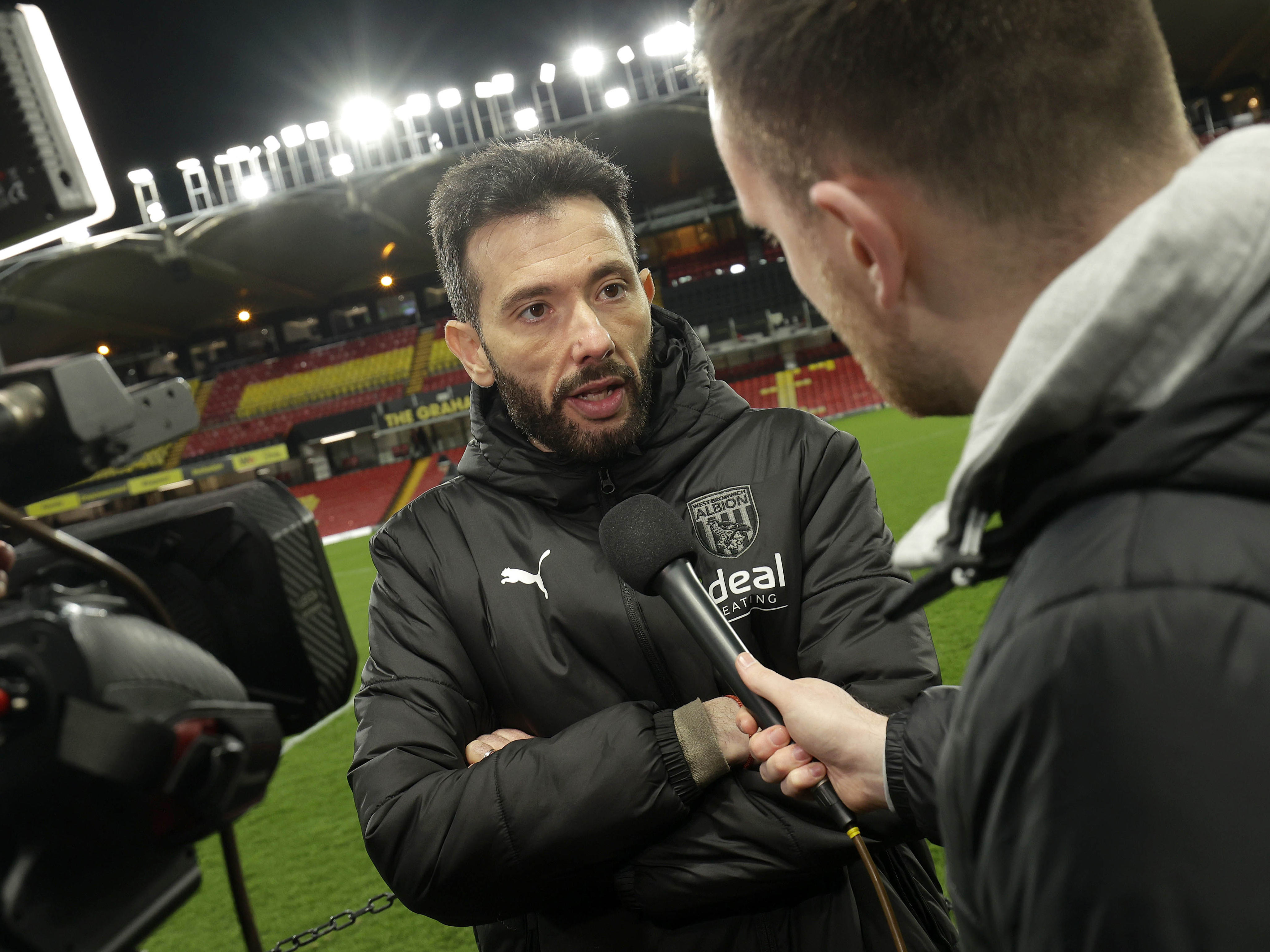 Carlos Corberán is interviewed after Albion's defeat at Watford