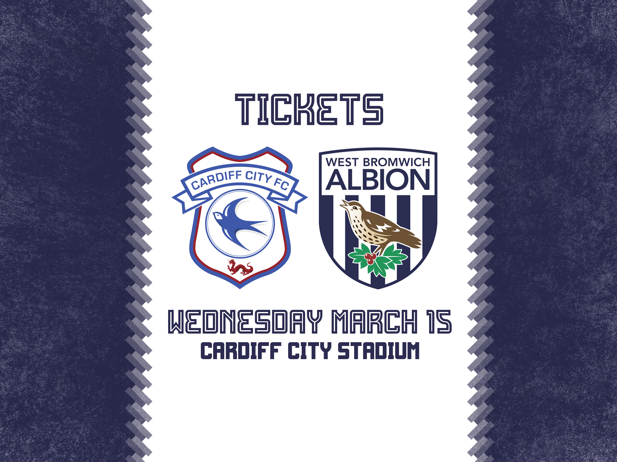 A ticket graphic for Albion's trip to Cardiff City