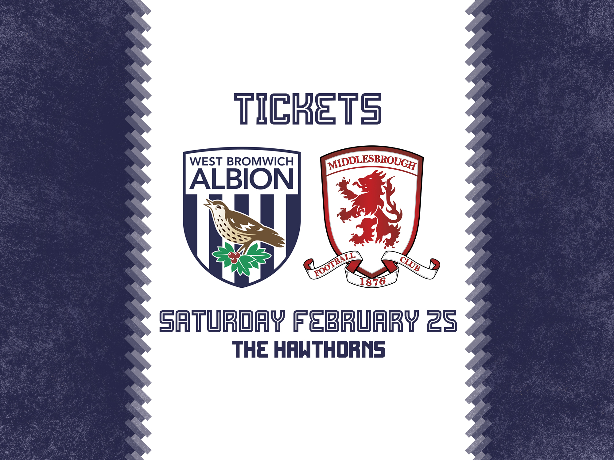 A ticket graphic for Albion's home game against Middlesbrough