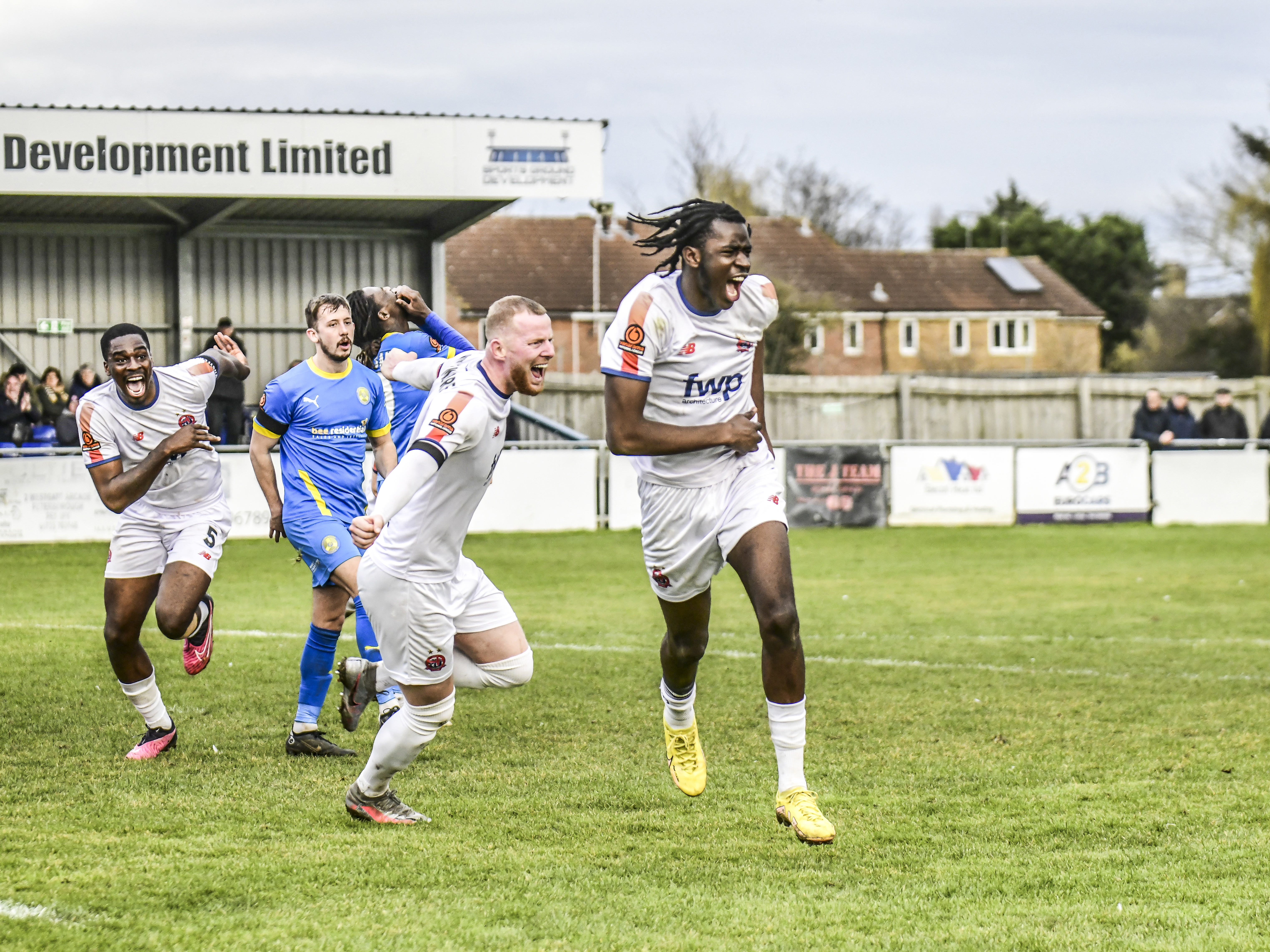 An image of Mo Faal celebrating a goal for AFC Fylde