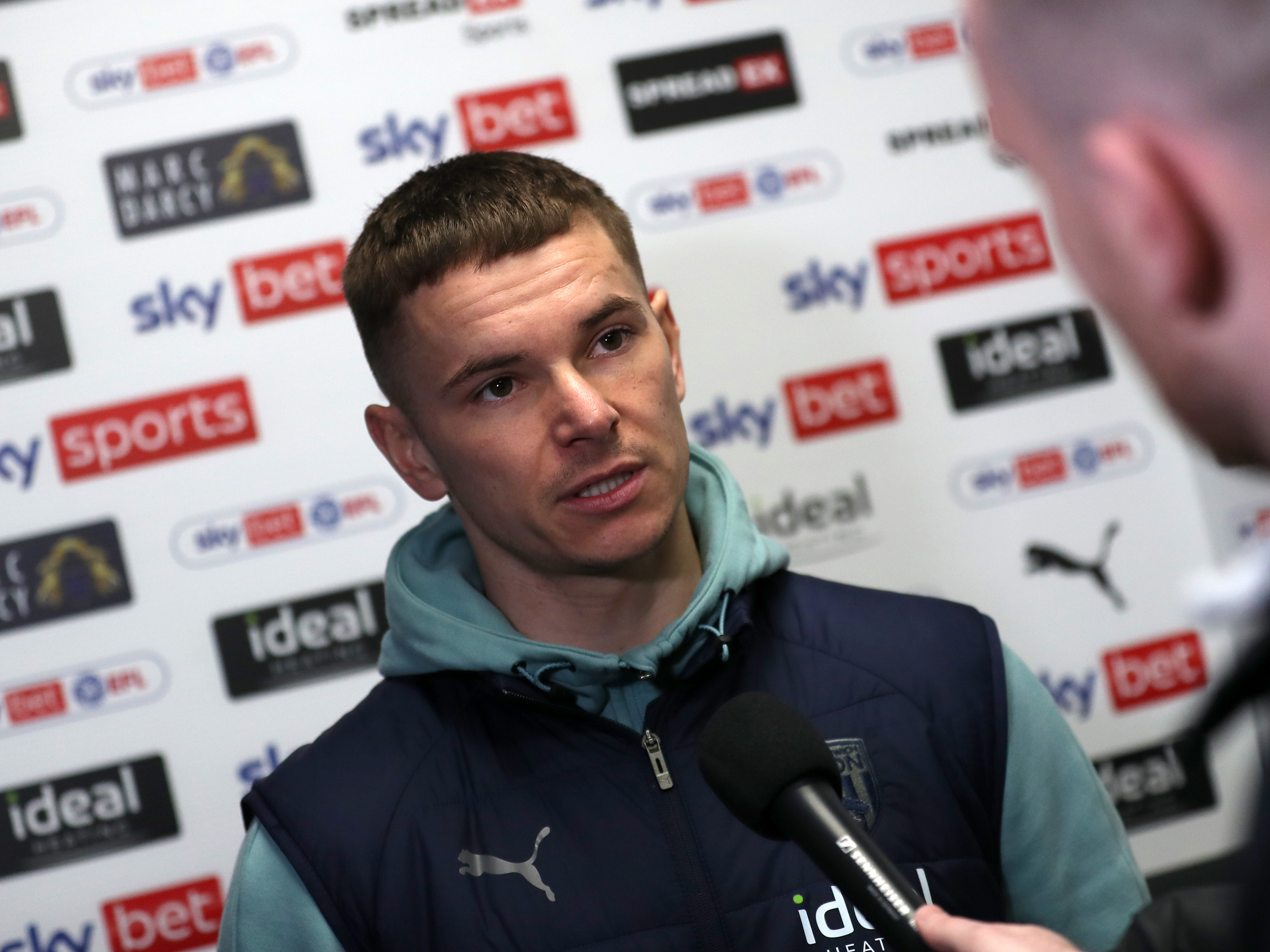 Conor Townsend is interviewed by WBA TV after Albion's win over Wigan