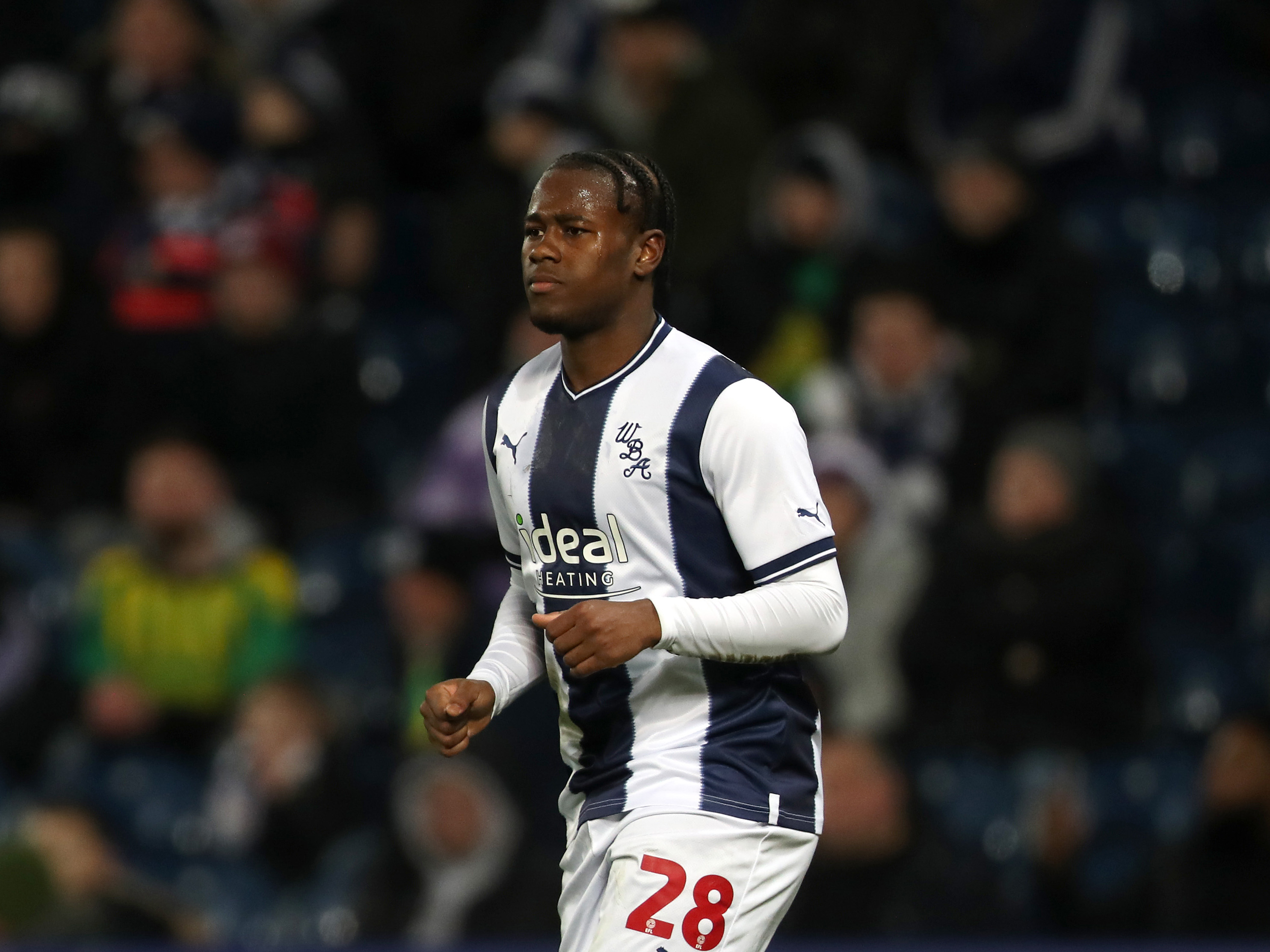 Reyes Cleary in action at The Hawthorns during Albion v Chesterfield