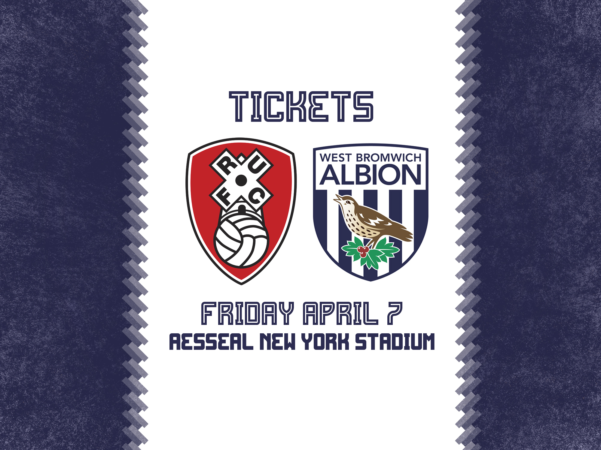 A ticket graphic for Albion's trip to Rotherham United