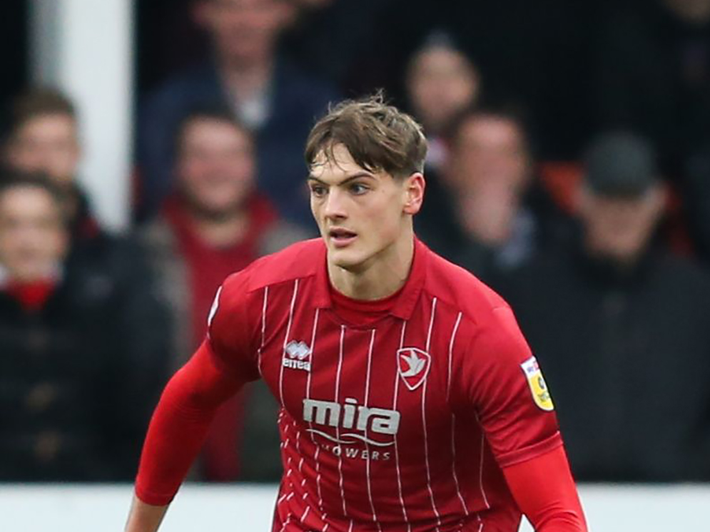 Caleb Taylor in Cheltenham Town's home shirt