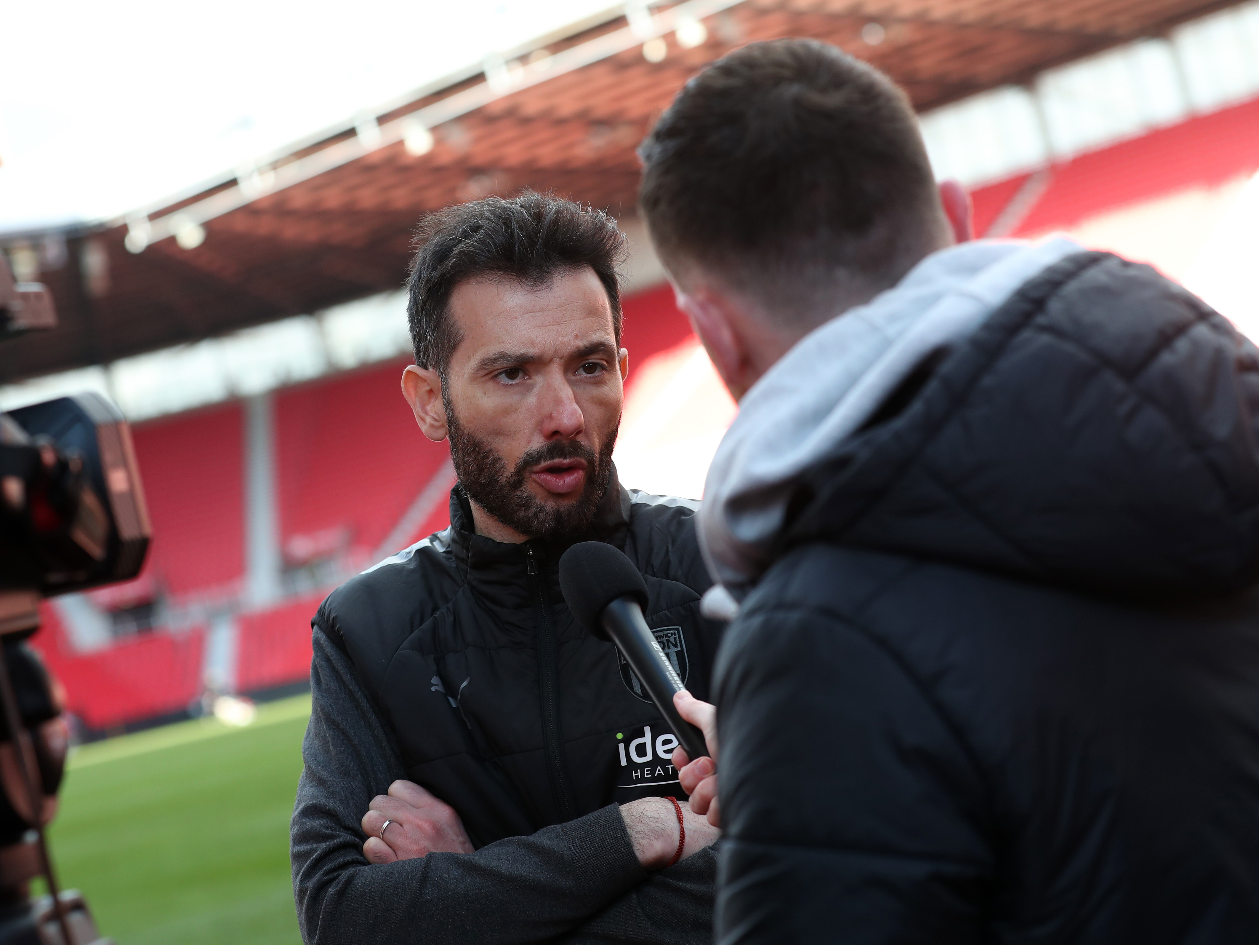 Carlos Corberán is interviewed after Albion's win at Stoke
