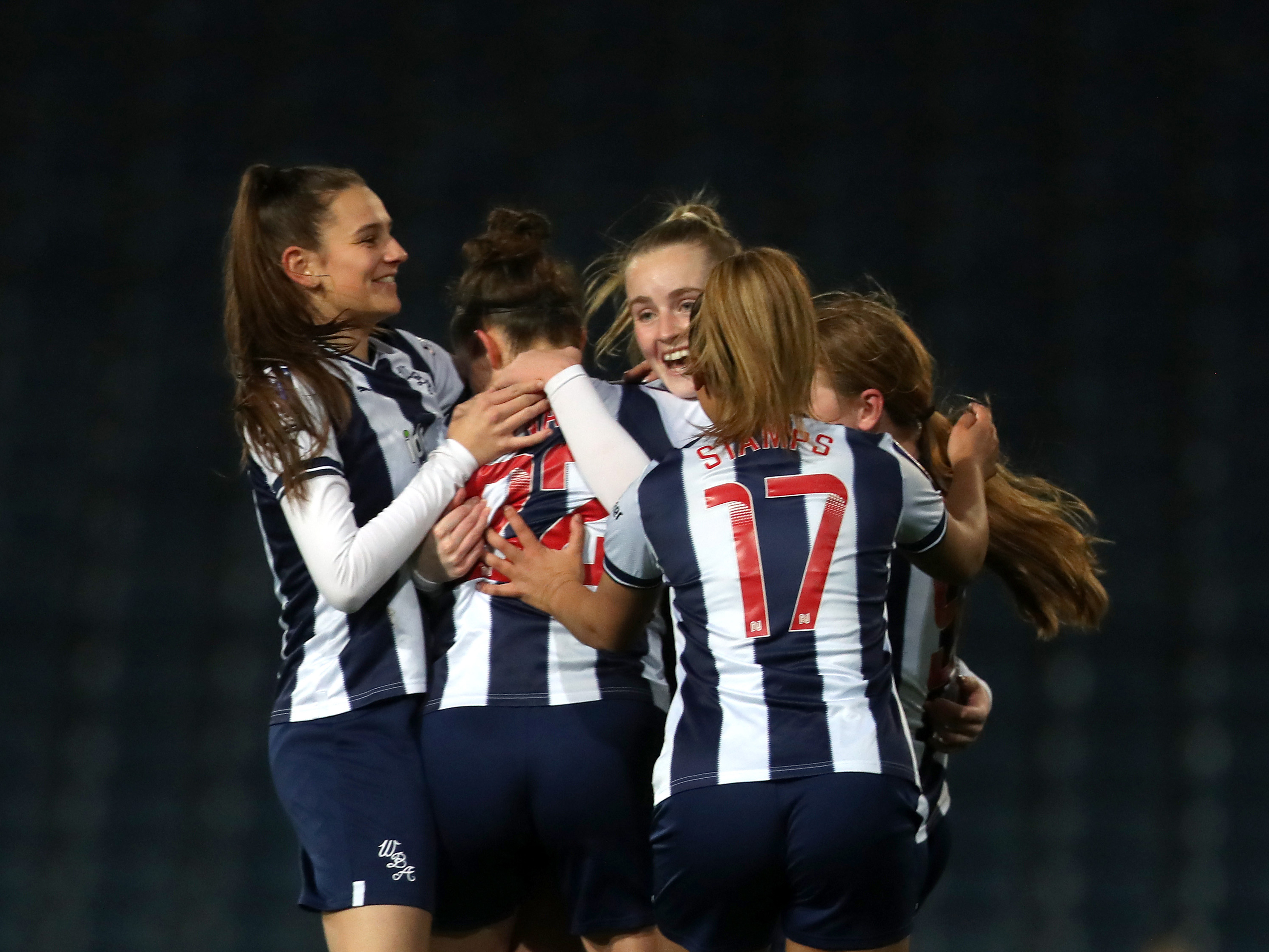 An image of Albion Women celebrating a goal
