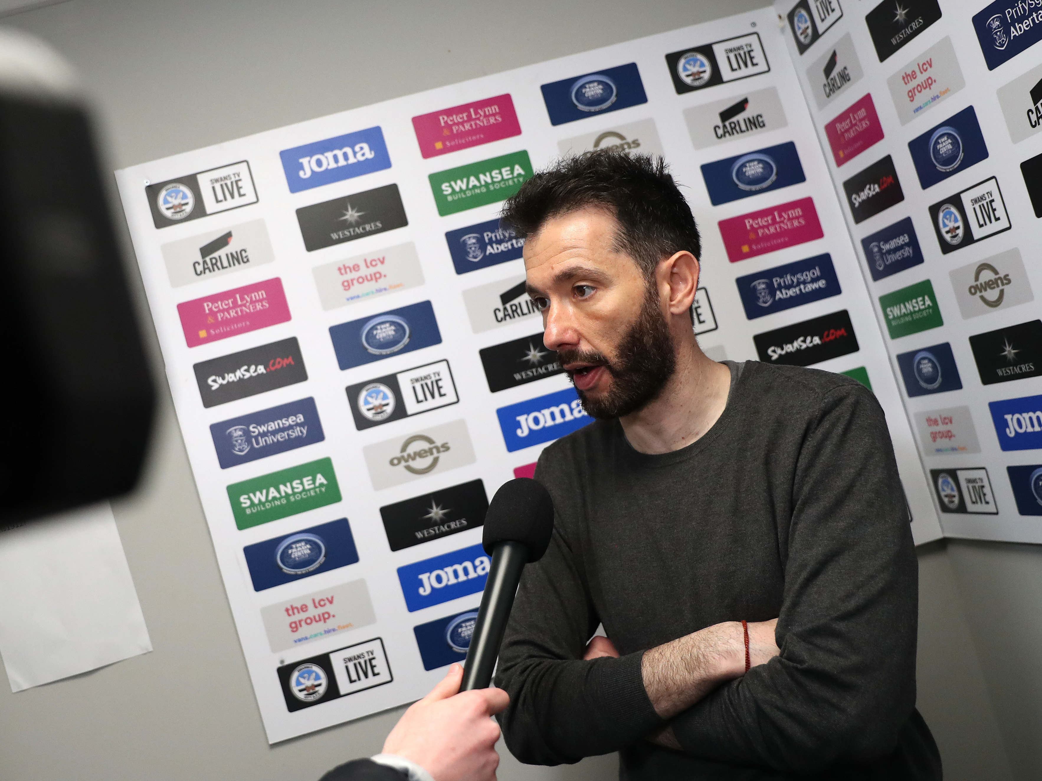 Carlos Corberán is interviewed after Albion's defeat at Swansea City