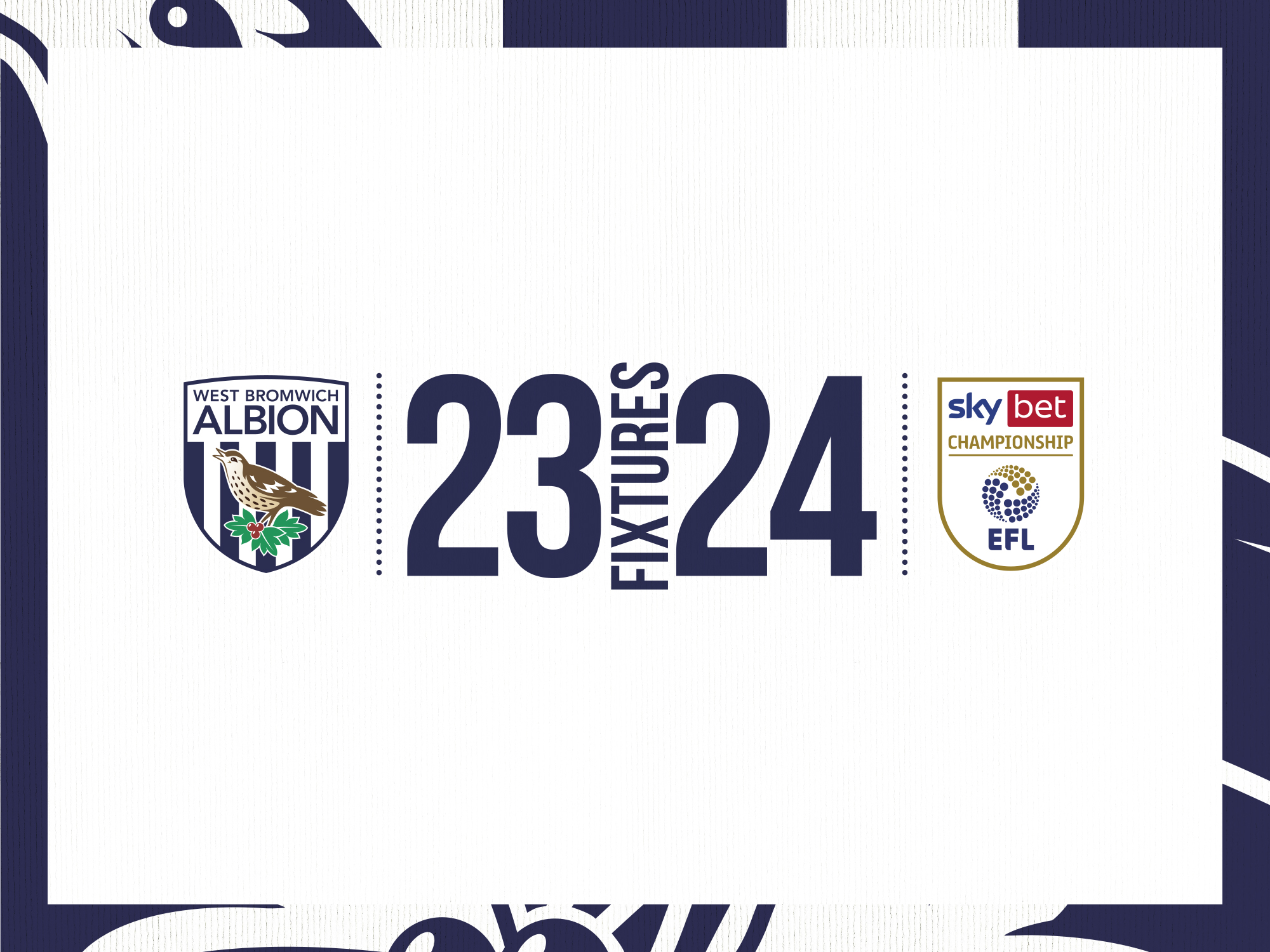 A graphic with an Albion badge, a Championship badge and the numbers 23 and 24 with fixtures written on