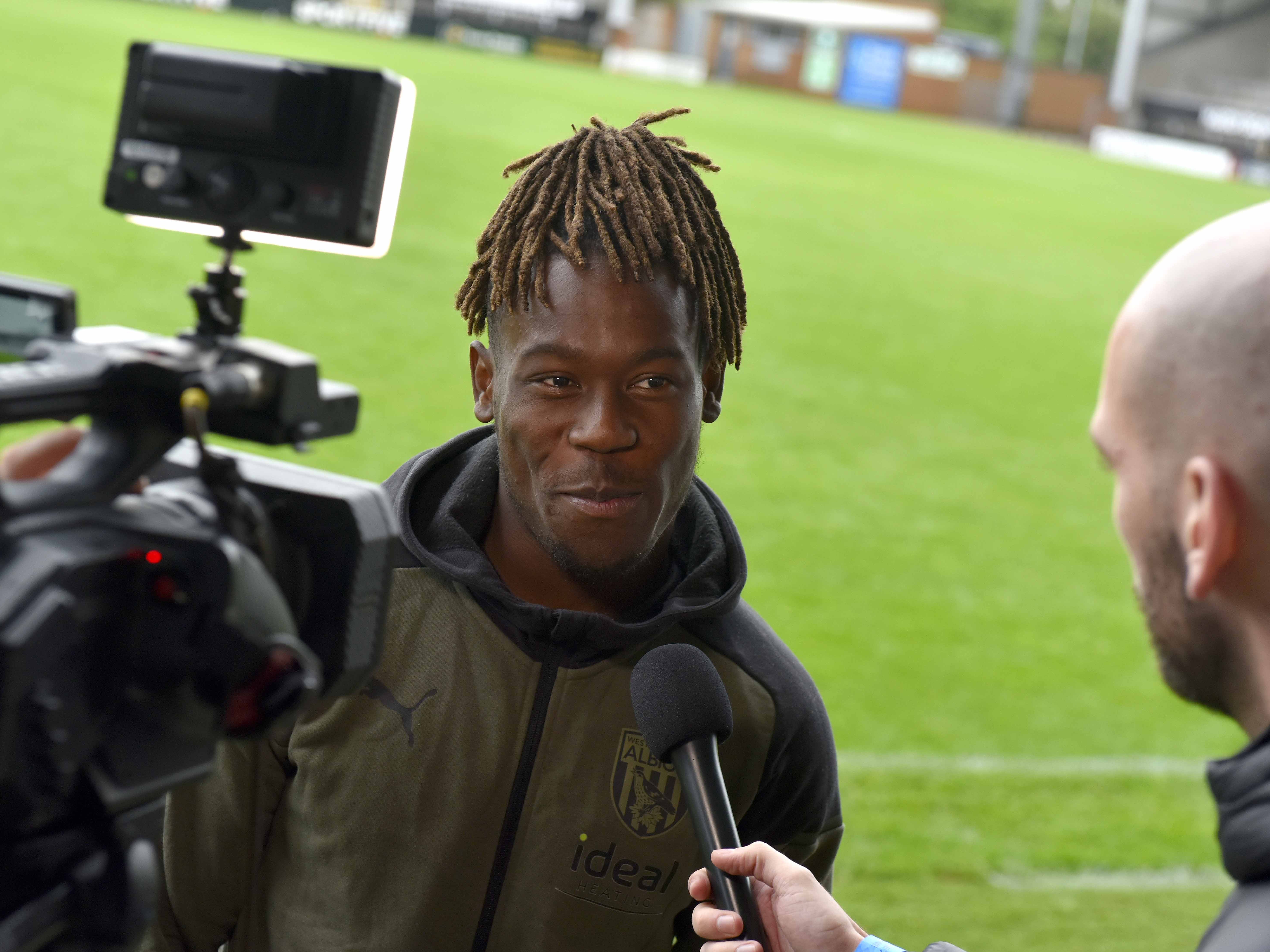 Brandon Thomas-Asante is interviewed after Albion's draw at Burton