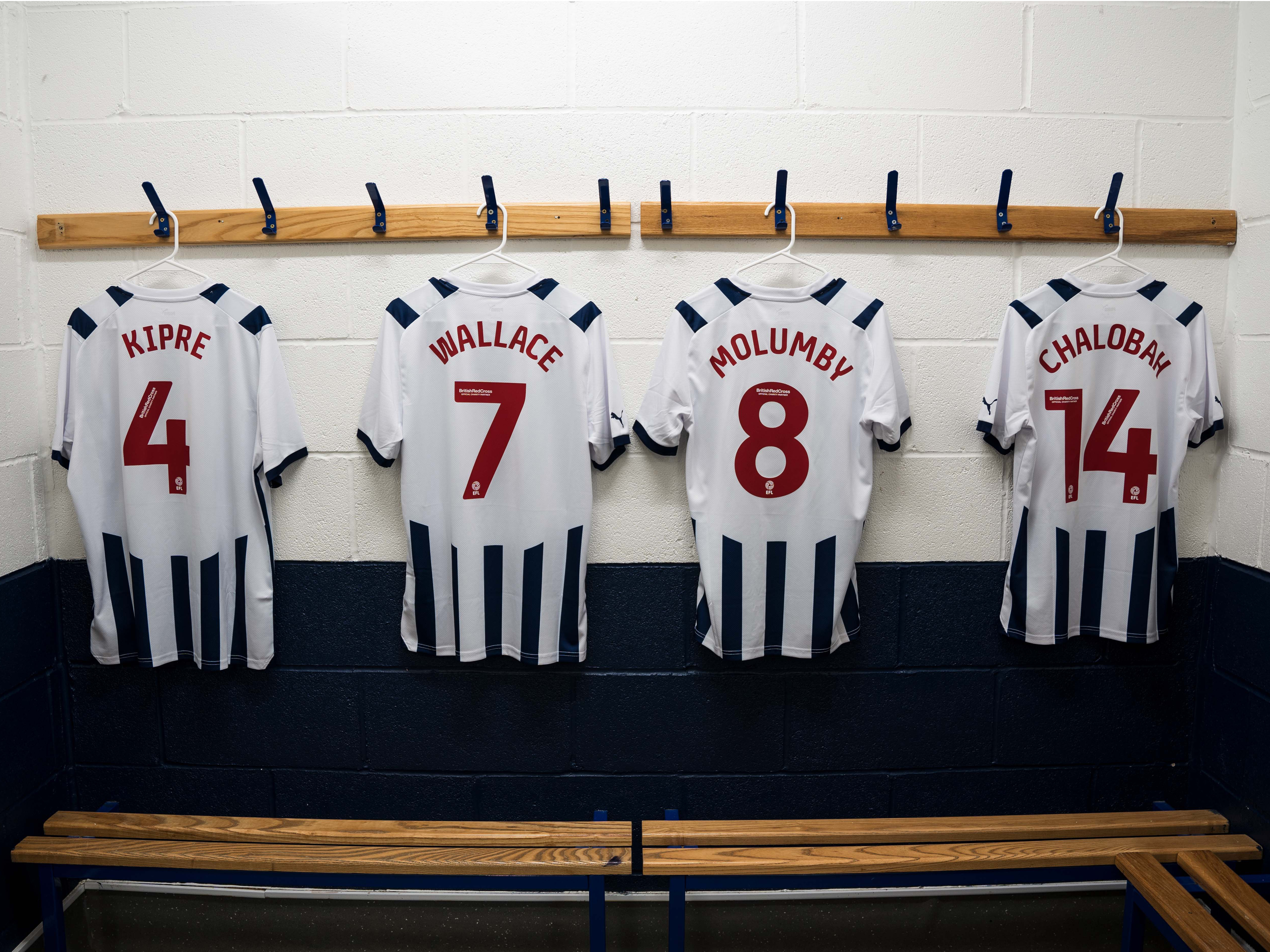An image showing Albion's new squad numbers for Kipre (4), Wallace (7), Molumby (8) and Chalobah (14)