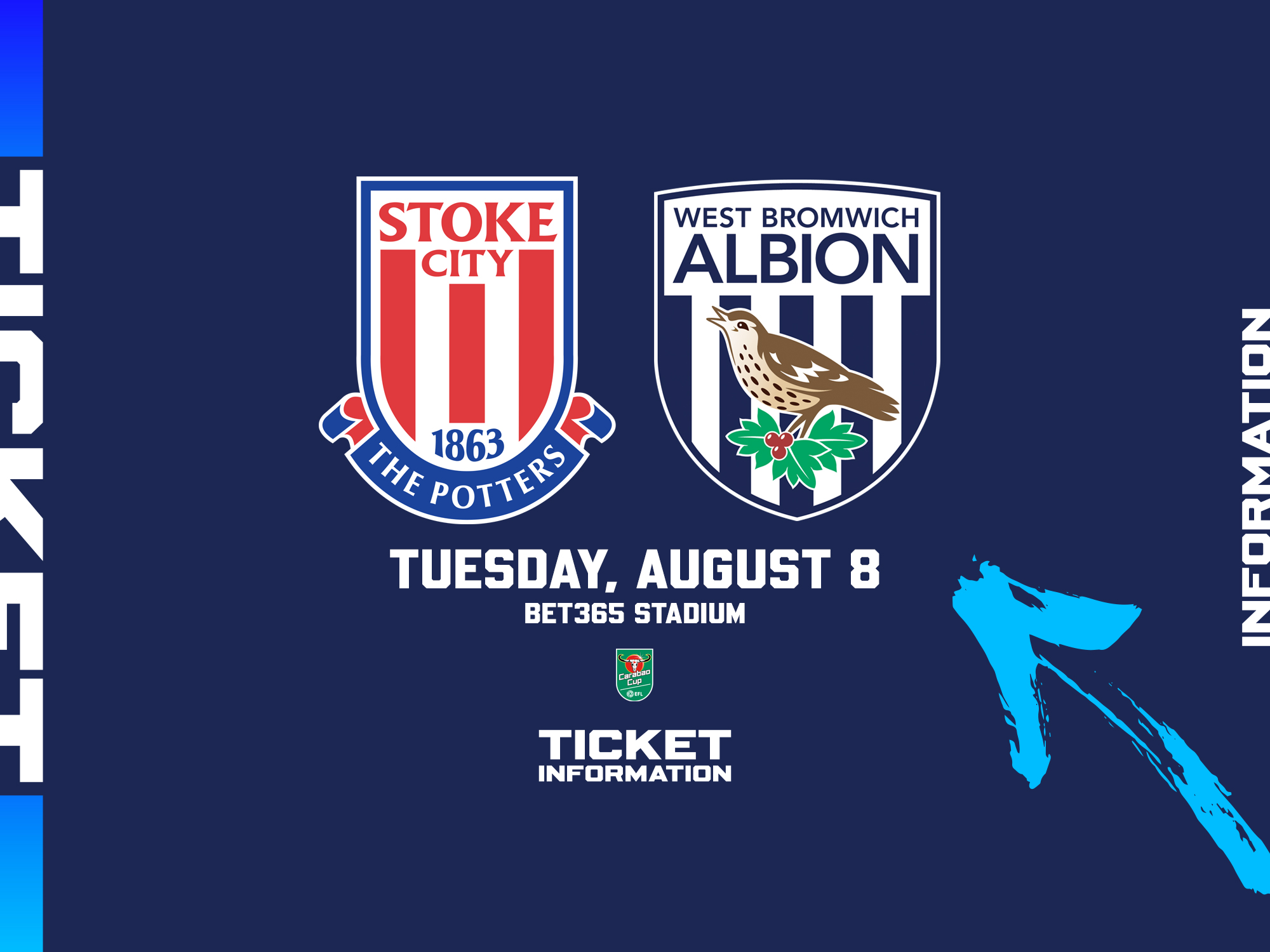 A ticket graphic displaying information for Albion's game at Stoke