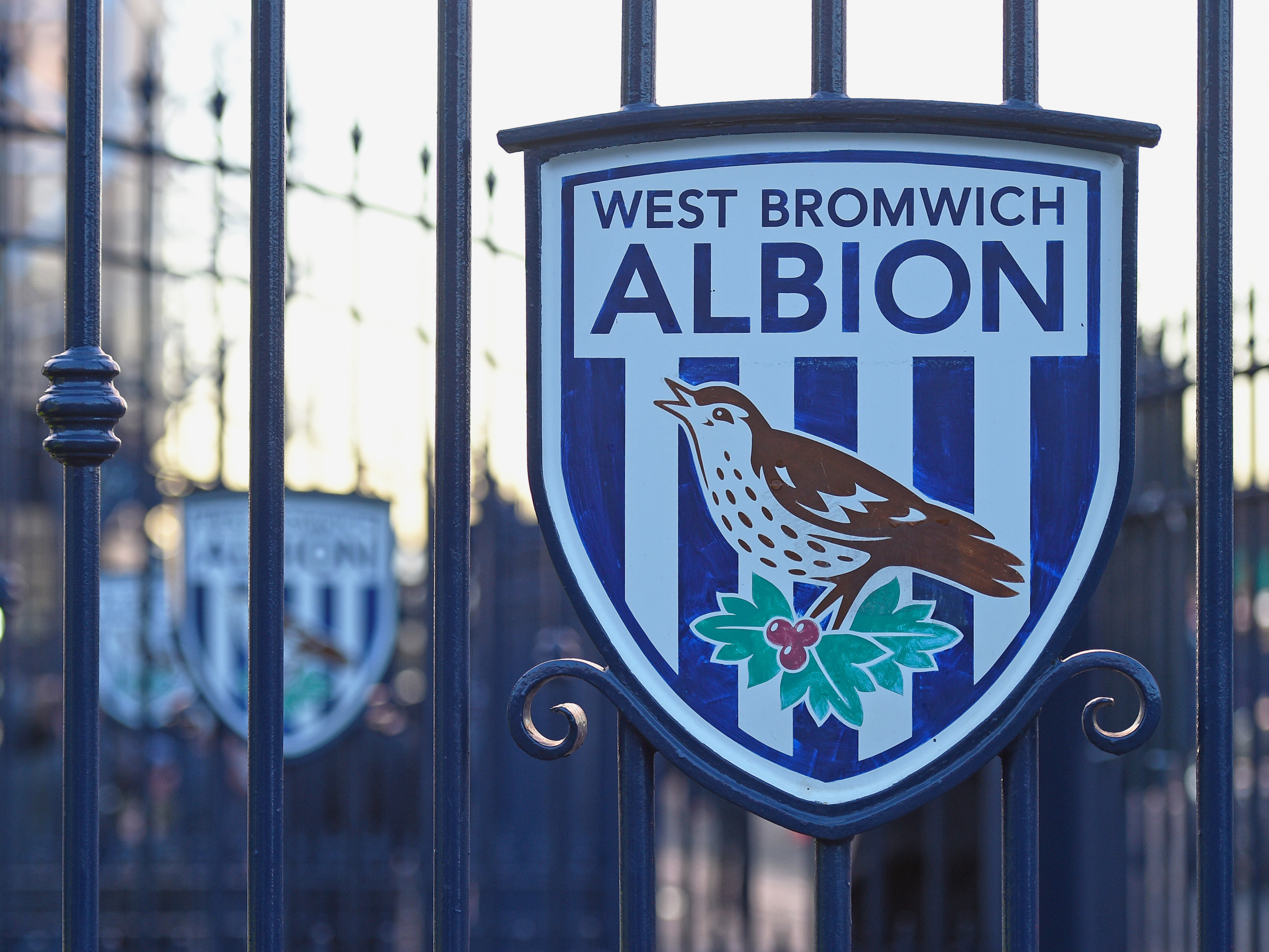 An image of the West Bromwich Albion badge outside the stadium