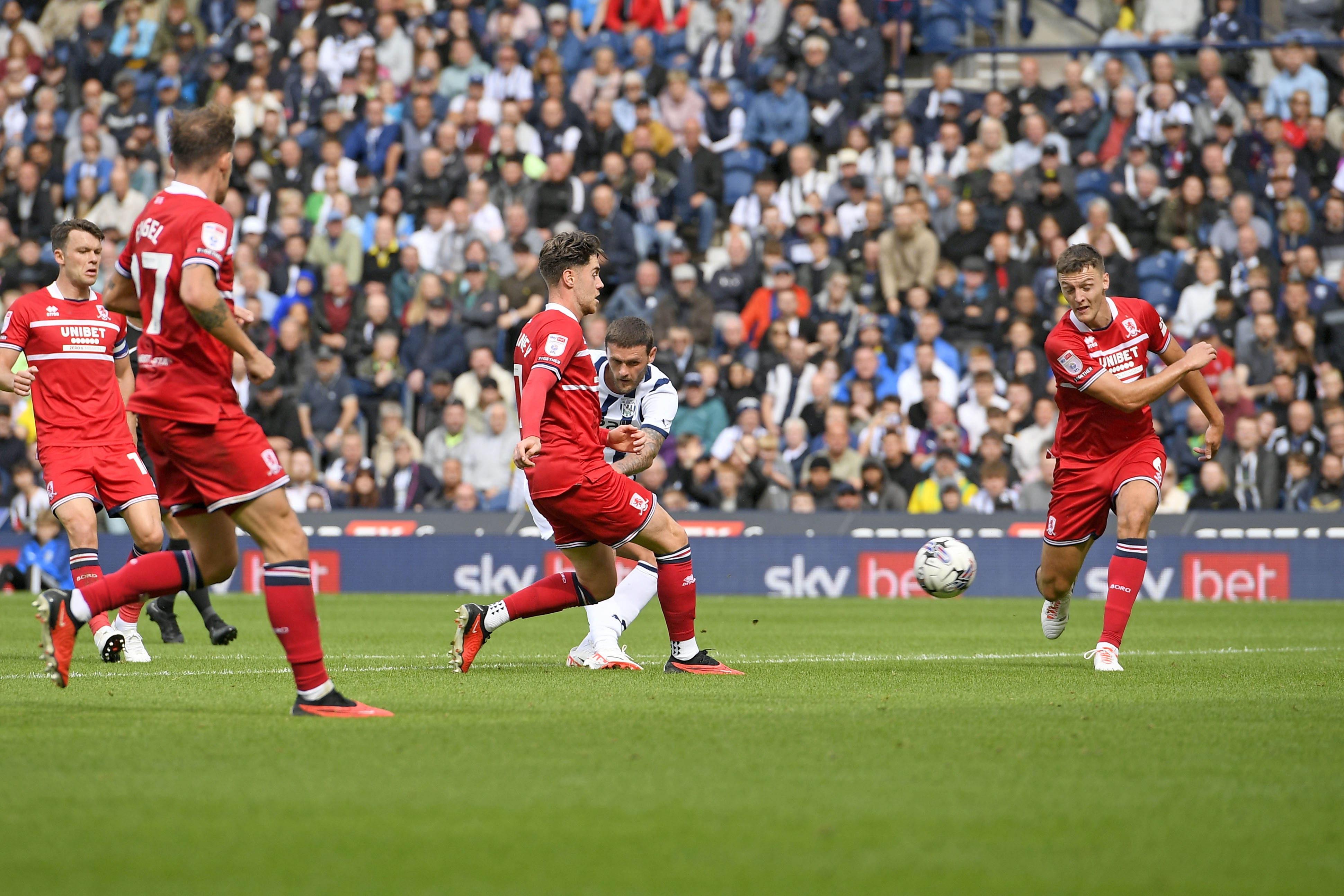 John Swift shoots at goal against Middlesbrough