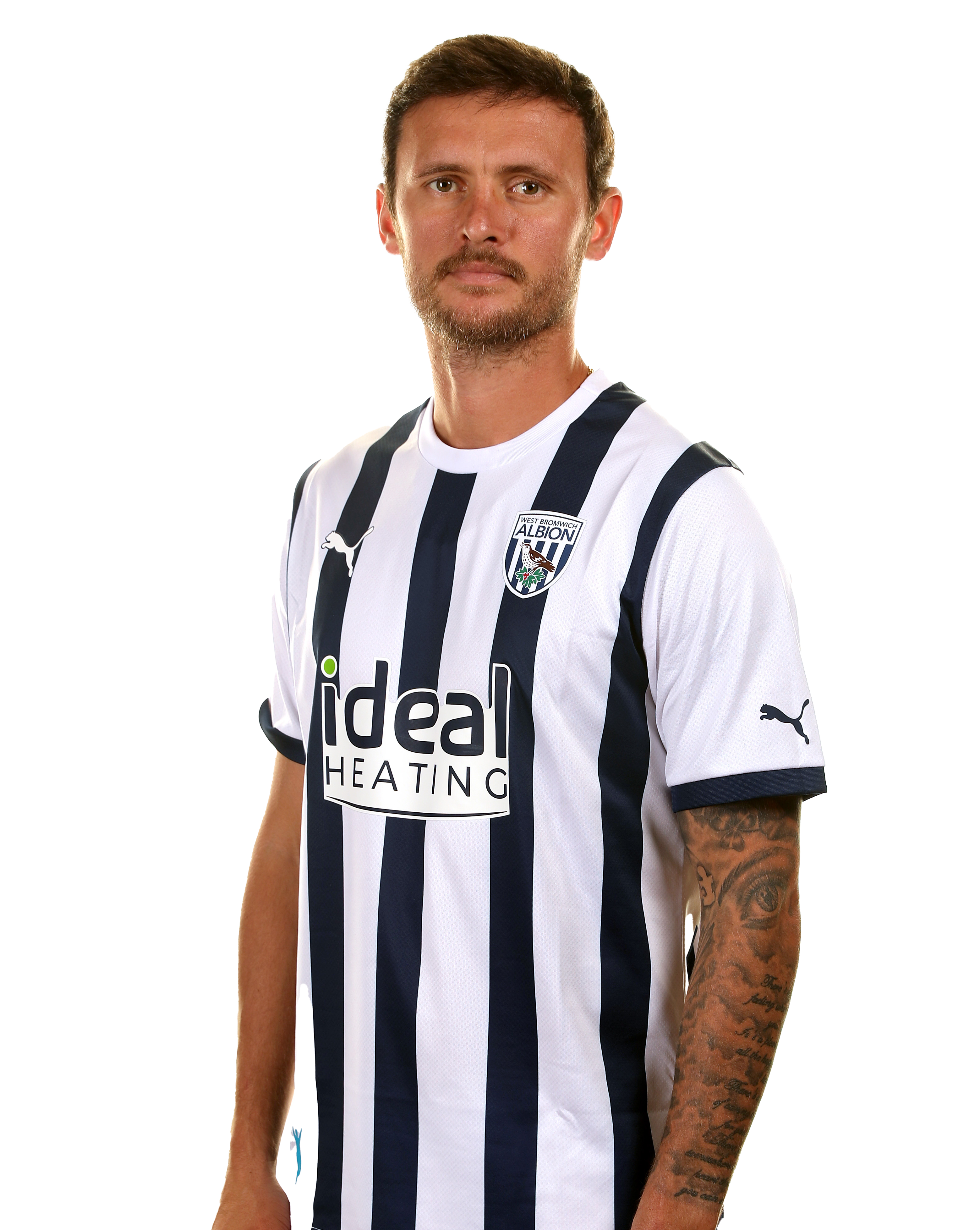 An official club photo of Albion midfielder John Swift for the 2023/24 season