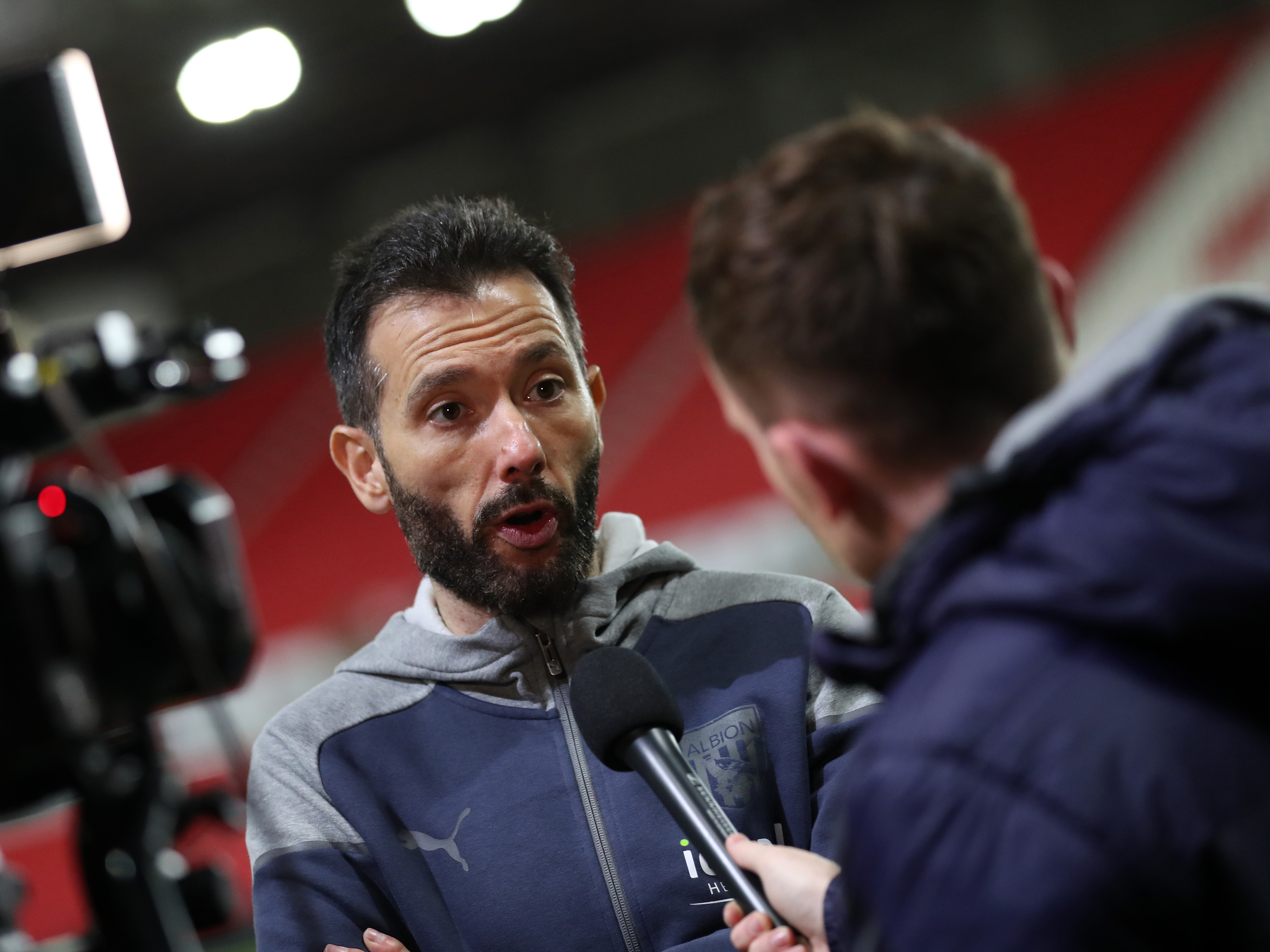 Carlos Corberán is interviewed after Albion's loss to Stoke