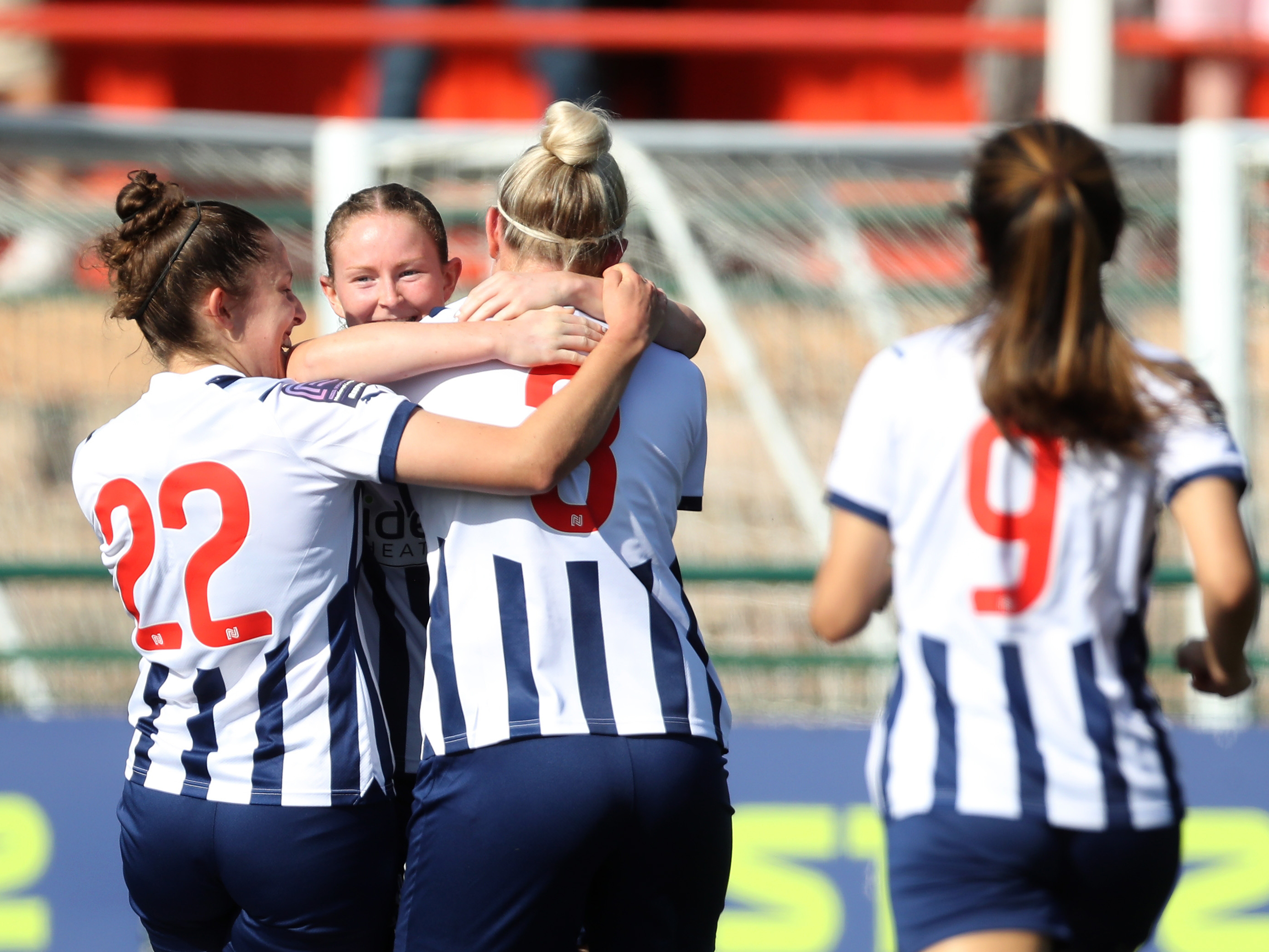 Albion Women's Olivia Rabjohn celebrates her goal against Stoke
